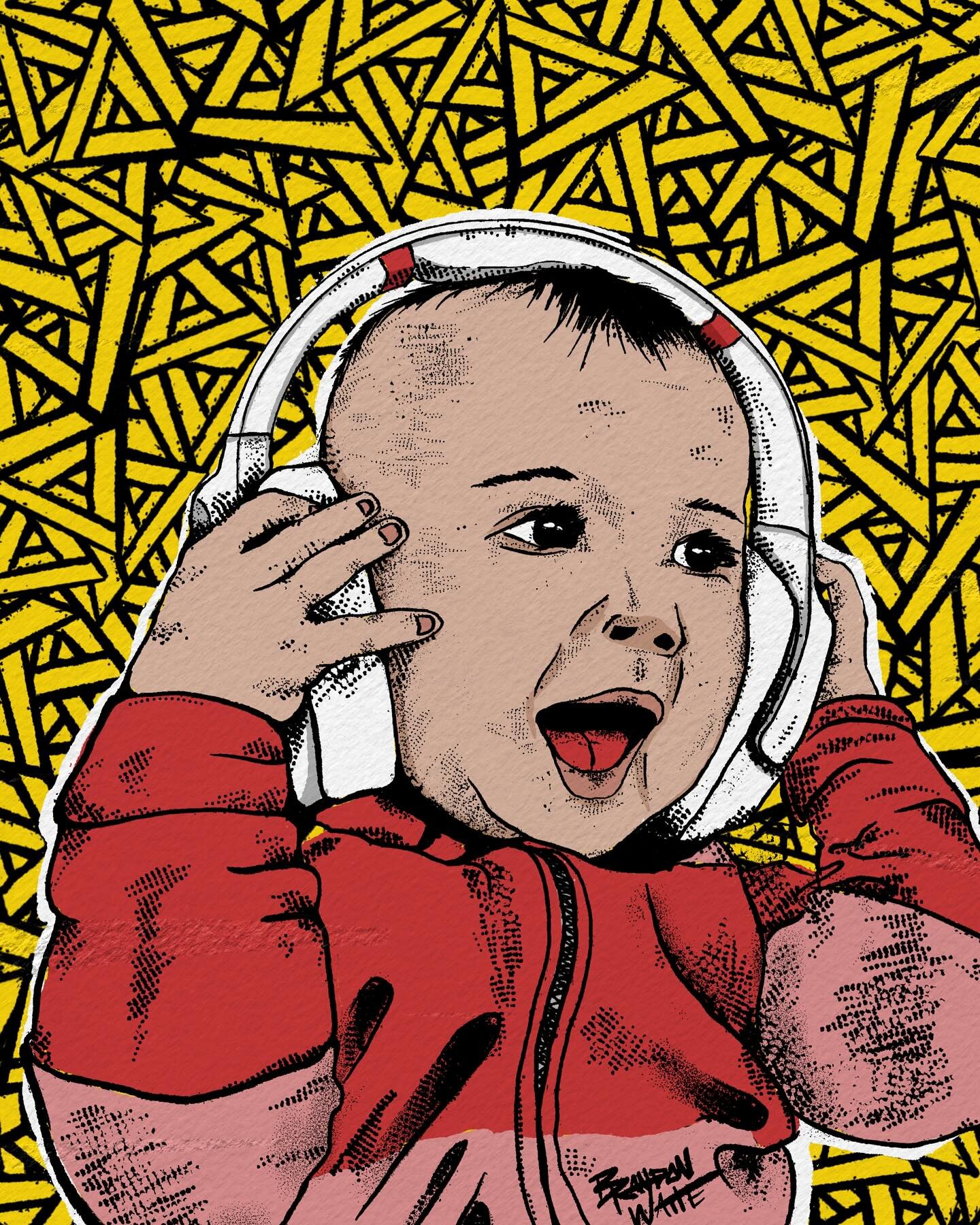 Latest digital portrait of my daughter Ivy rocking out with some headphones. Continuing my exploration of grungy pen and ink and flat colors. 

#portrait #illustration #procreate #brandonwaite