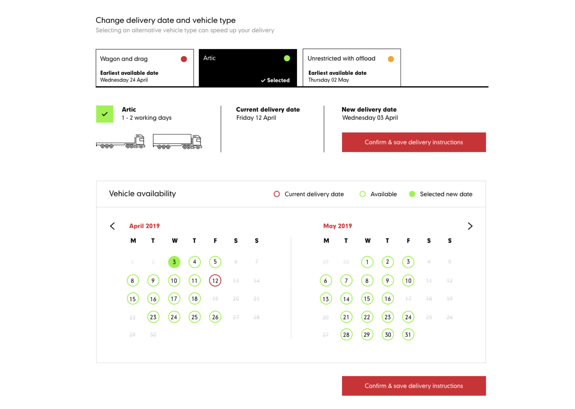 Selecting a Delivery Date