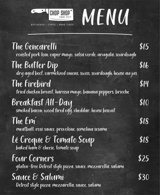 Wood Fired Pizza, Charcuterie, Gourmet Sandwiches — Chop Shop Park City