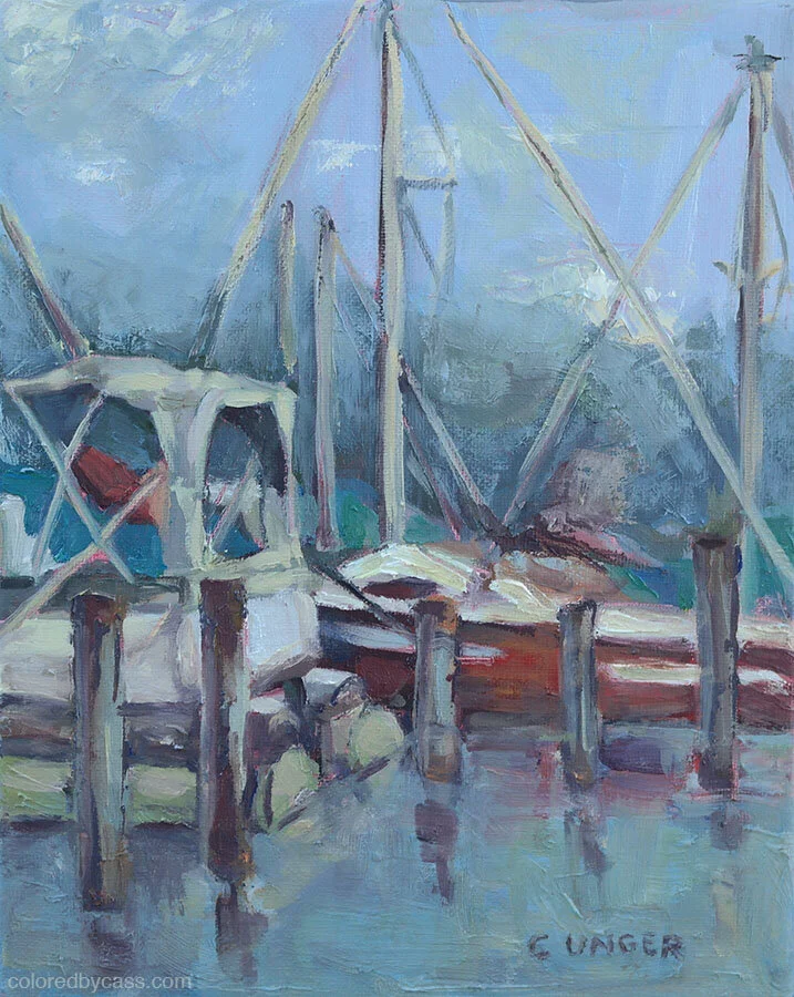 2020-L34-Unger-DockedBoats-10x8  /  ‘Docked Boats’  /  Oil on Canvas  /  10”x8”  /  Cassi Unger