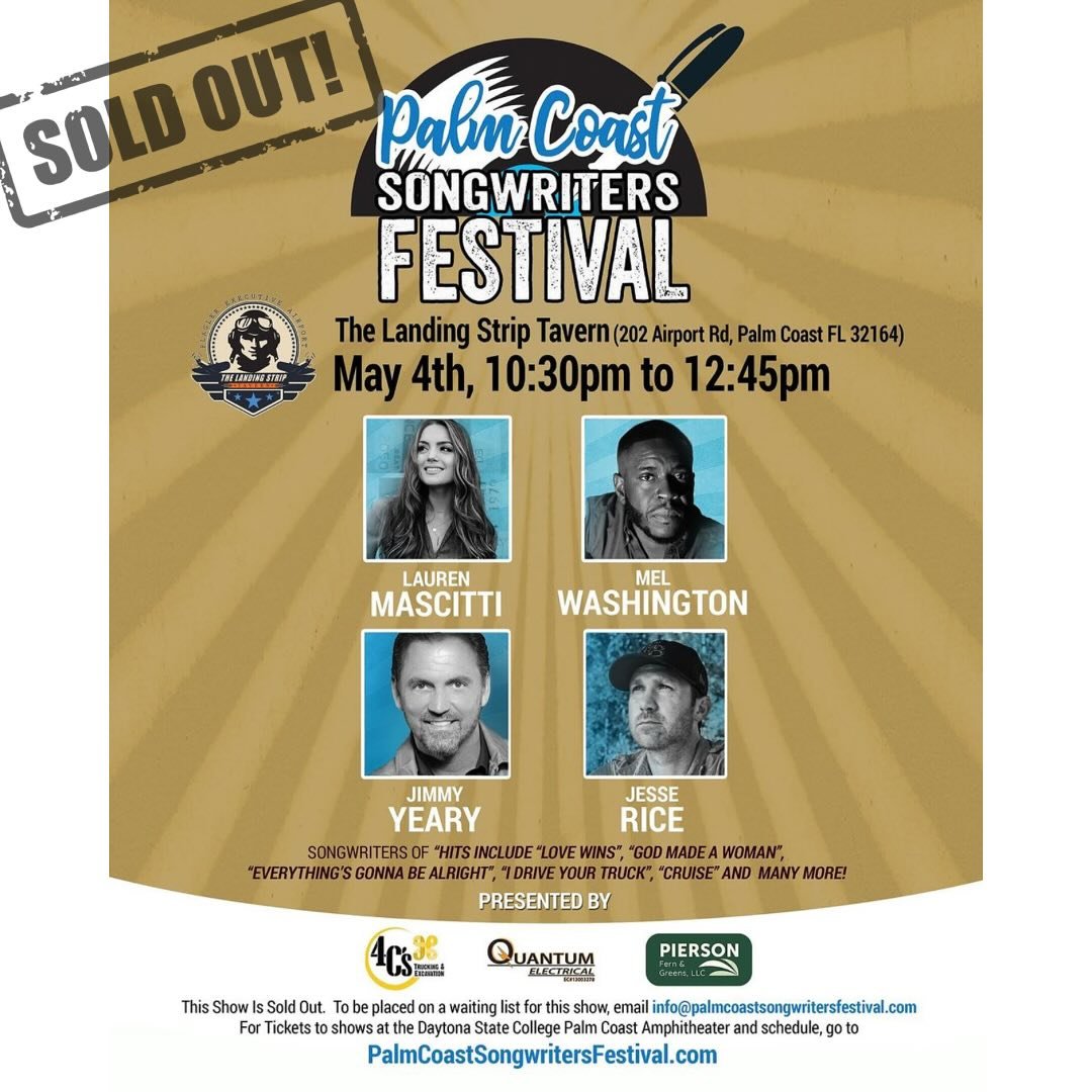 YALL!! I am so excited to be coming back to play at the @palmcoastsongfest this weekend alongside some of my absolute FAVORITE songwriters in the biz! The Bloody Mary Brunch  where I&rsquo;ll be on May 4th with @melwashington, @yearyjimmy, and @jesse