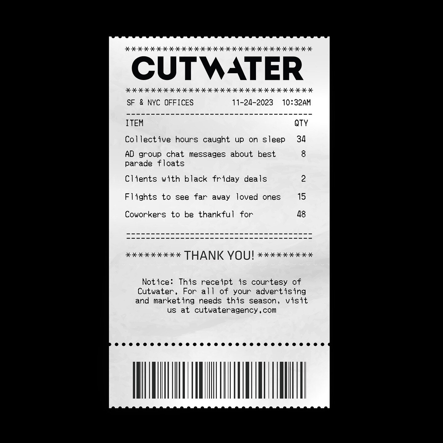 What does your Black Friday receipt say about you? 👀. Comment below👇 

#blackfridaydeals 
#cutwateragency