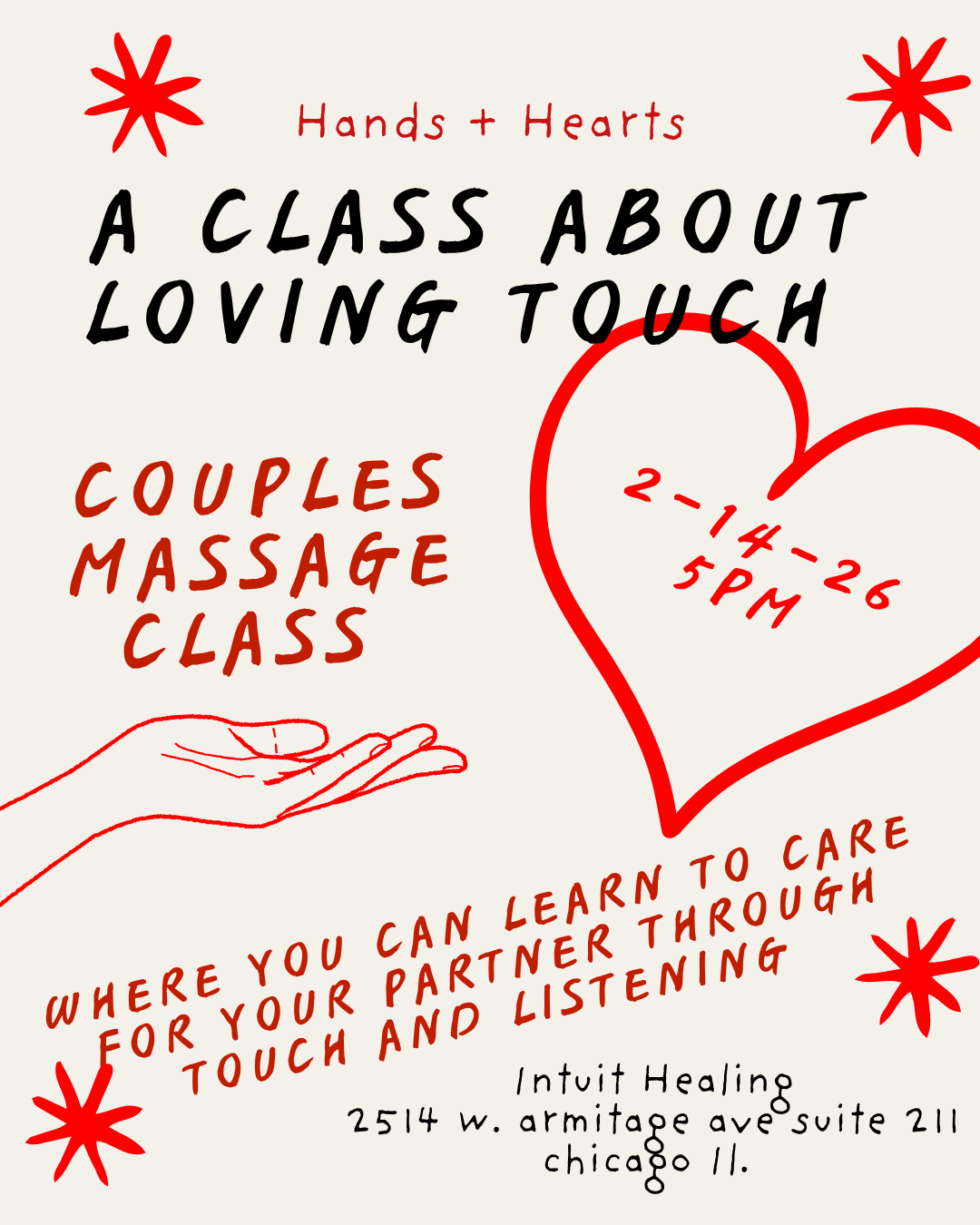 Hearts and Hands couples massage workshop