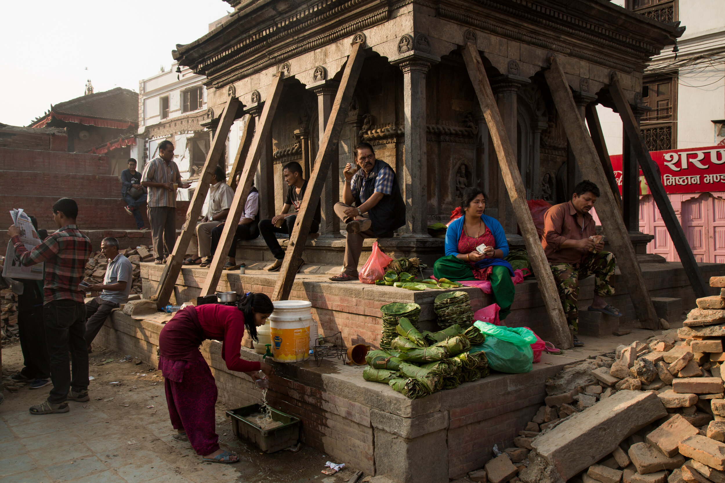  Daily life in the Durbar Square area in Kathmandu on May 2015, a month after a 7.8 magnitude earthquake struck Nepal. 