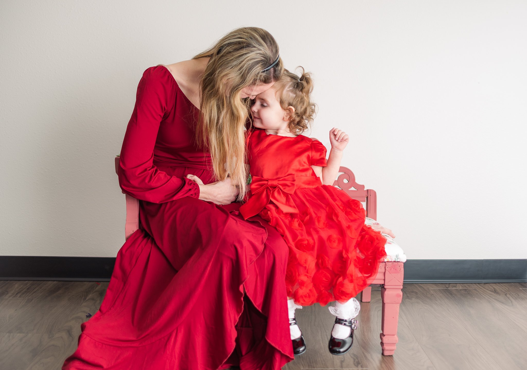 Bump Friendly Red Gown - Fits Sizes Adult S-M | Toddler Red Dress - Fits Sizes 2T-5T