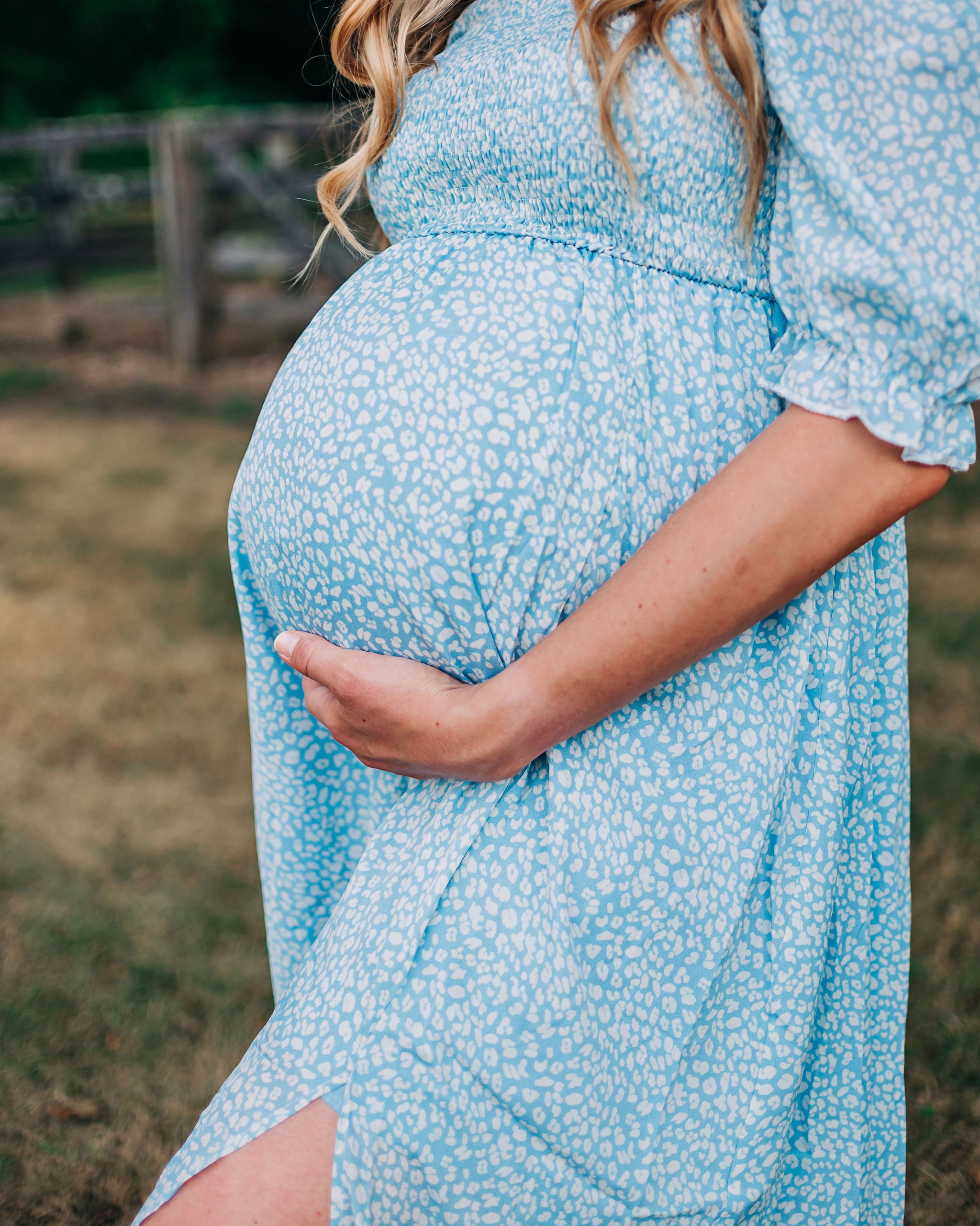 Off-Shoulder Blue Gown | Bump Friendly | Fits Adult S-M