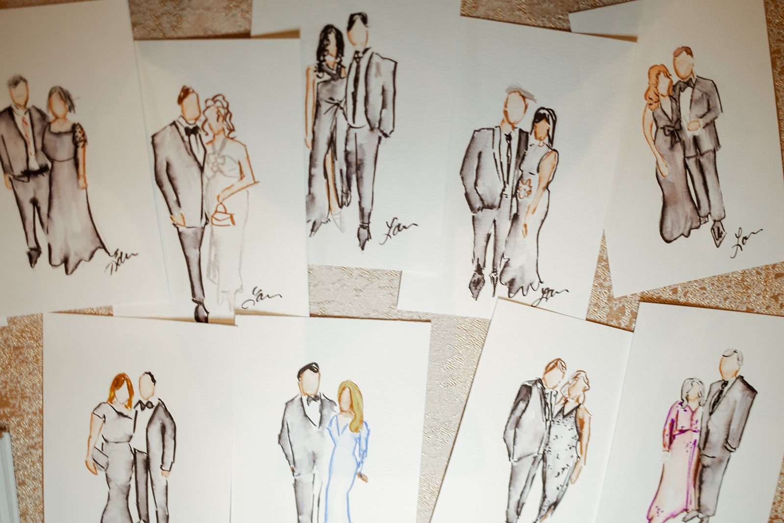 A Gilded Goodbye to the Year: Live Painting Guest Portraits at a New Year’s Eve Wedding at the Four Seasons Nashville