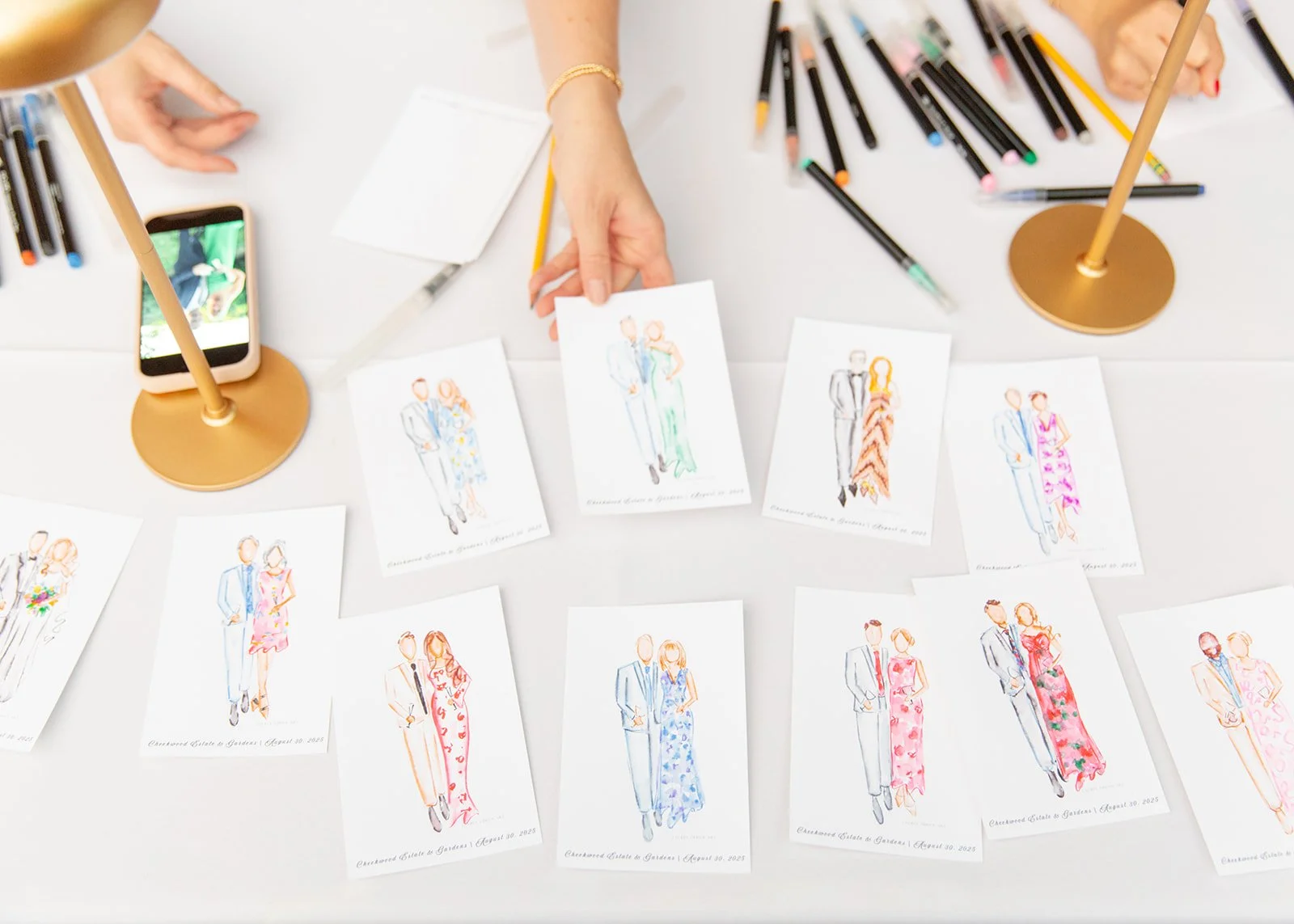  Watercolor Guest Portraits at Cheekwood Botanical Gardens | Nashville Live Wedding Painter