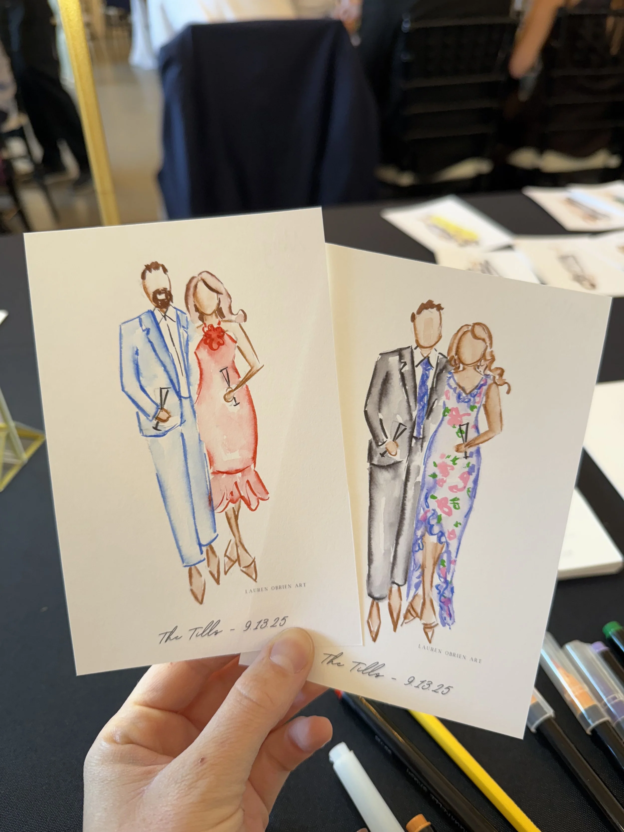 Live Wedding Painting Guest Portraits at Southall Meadows | Nashville, TN