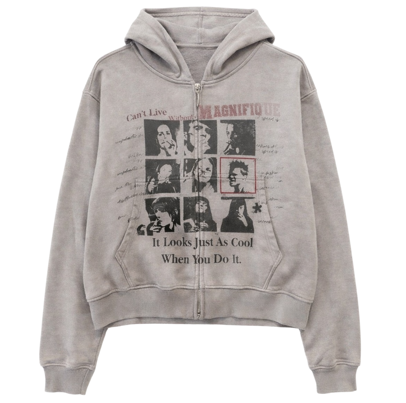 Vintage Washed Grey Zip up