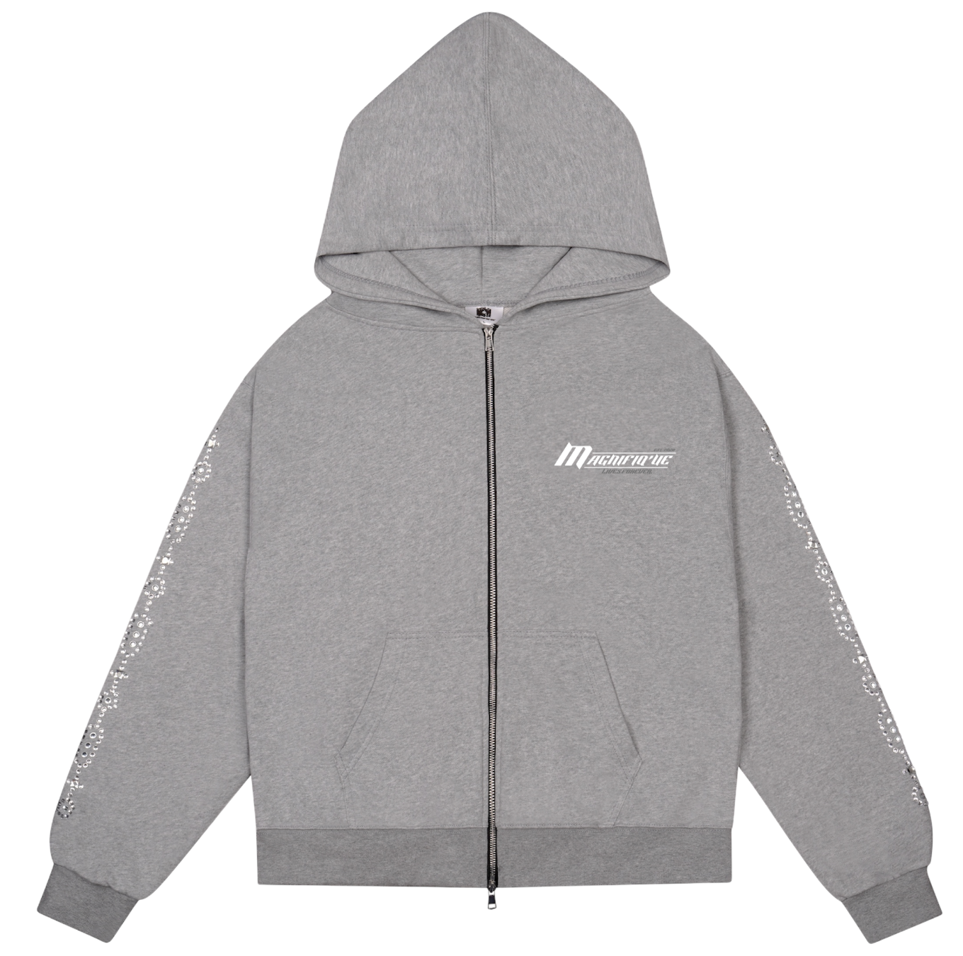 Lightweight Grey Crystal Zip Up