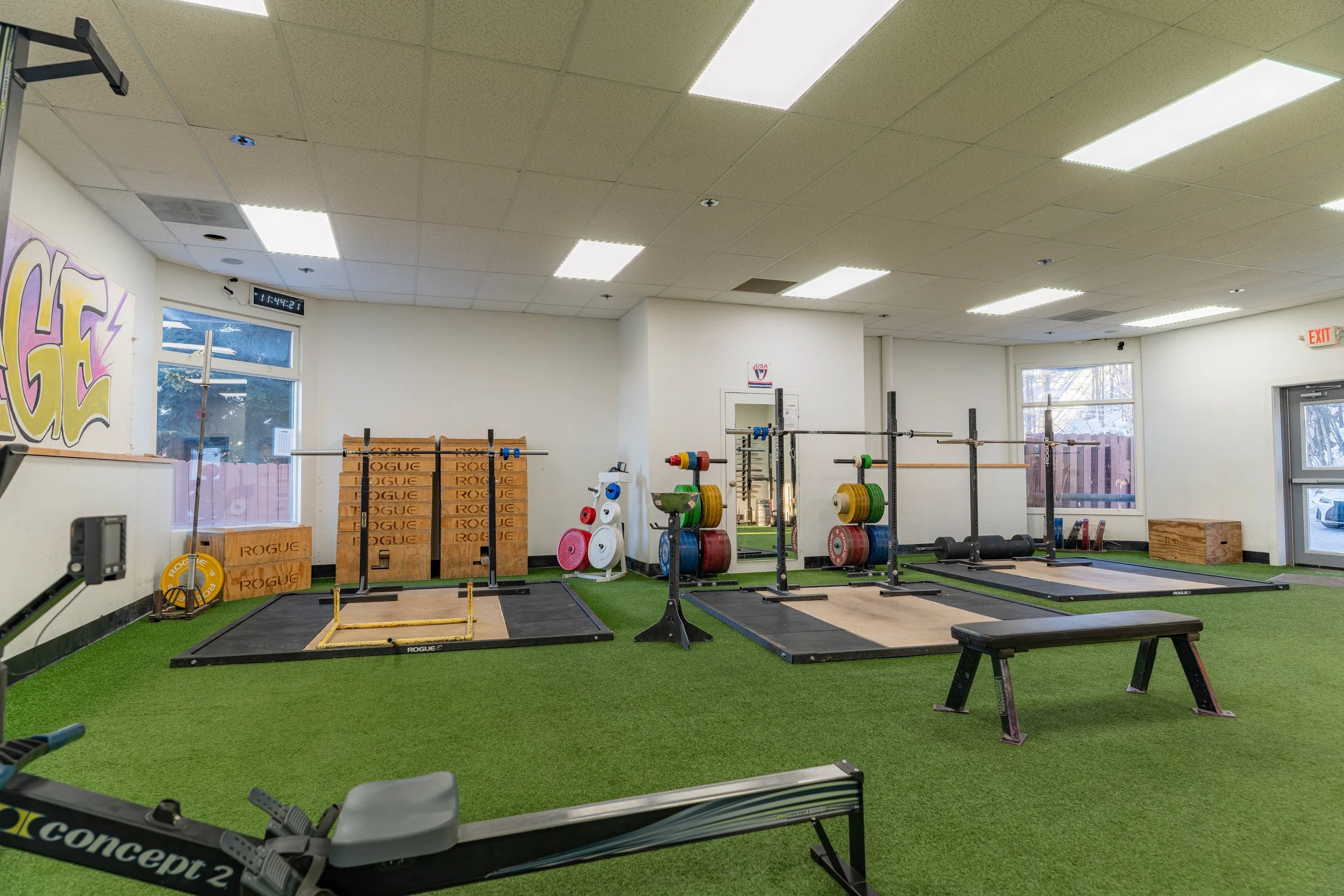 Olympic lifting platforms at Southside Strength and Fitness for weightlifting training in Anchorage, Alaska