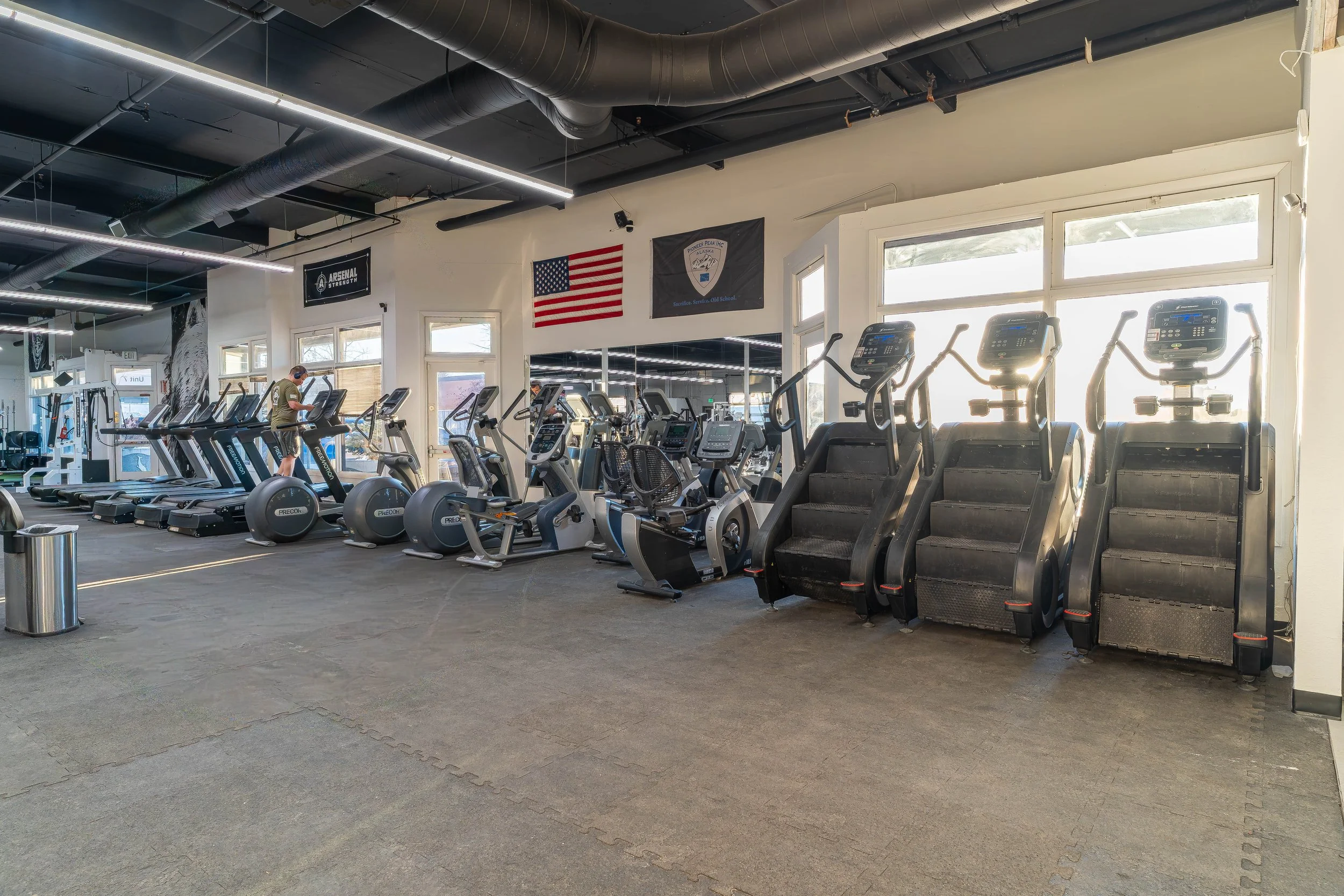 StairMaster cardio machines at Southside Strength and Fitness for conditioning and endurance training in Anchorage, Alaska