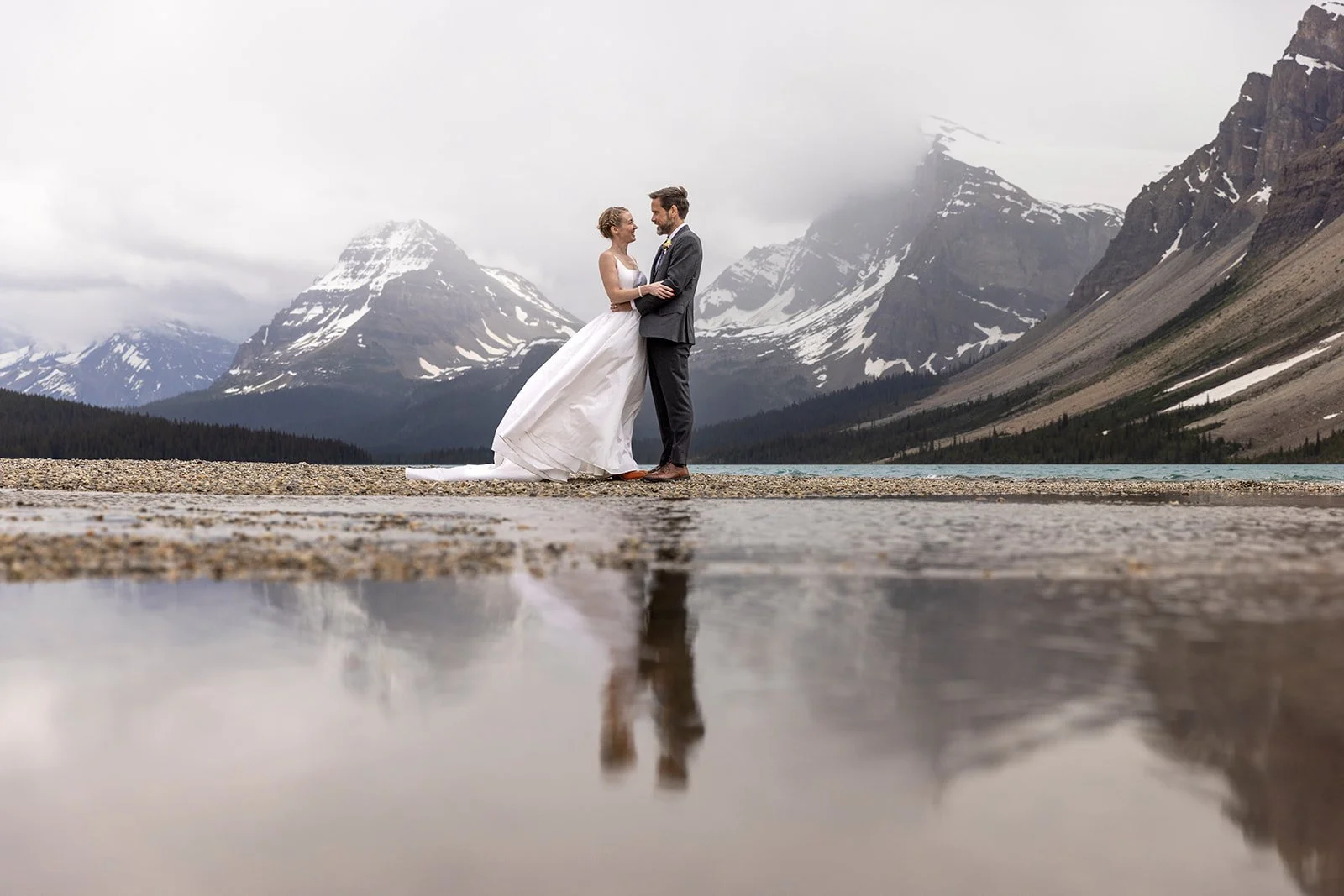 bow-lake-elopement-photos-in-banff-in-june-captured-by-banffs-local-heli-elopement-experts-Wild-Alpine-Image-Co.