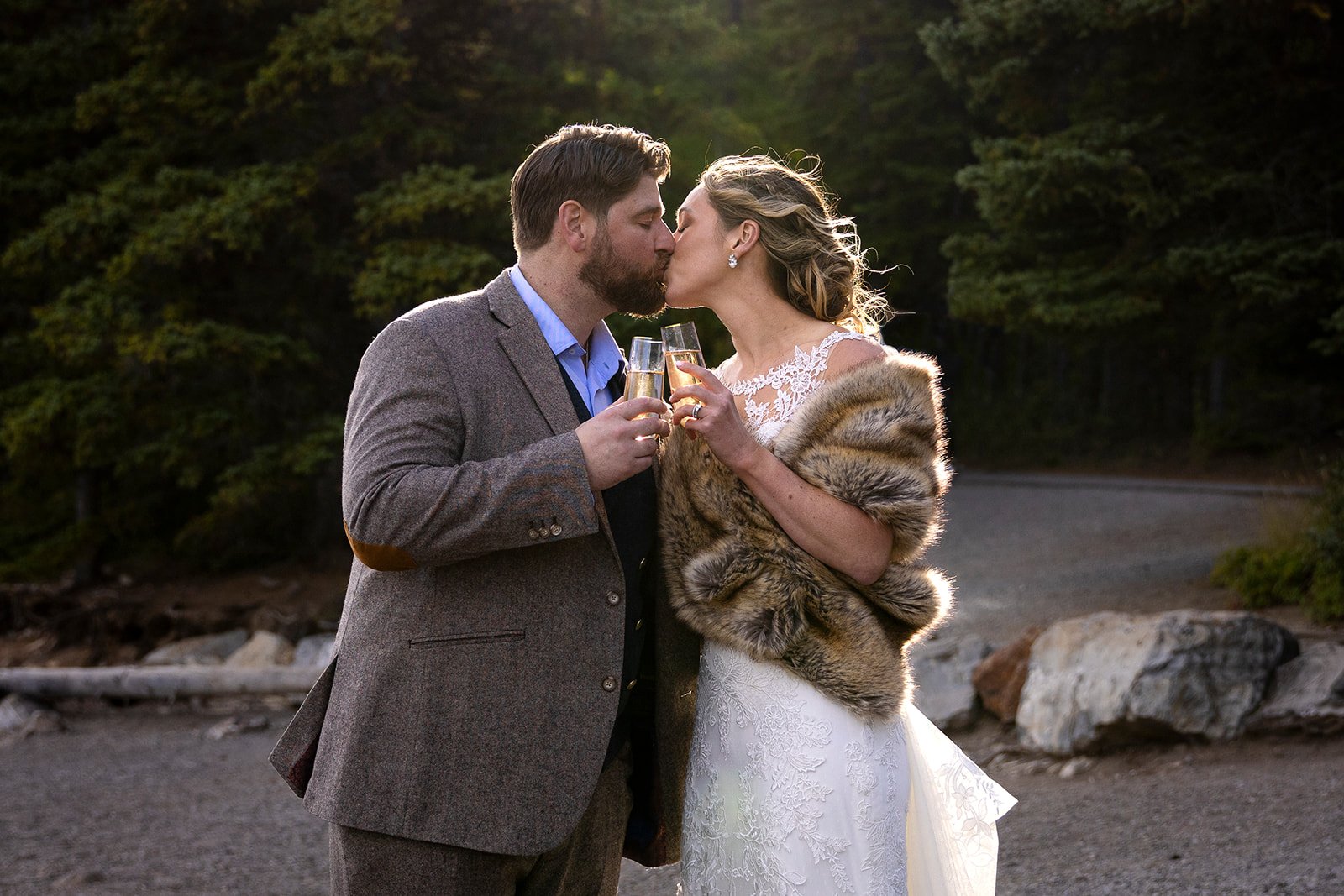 intimate wedding ceremony at lake minnewanka with Wild Alpine Image Co.jpg