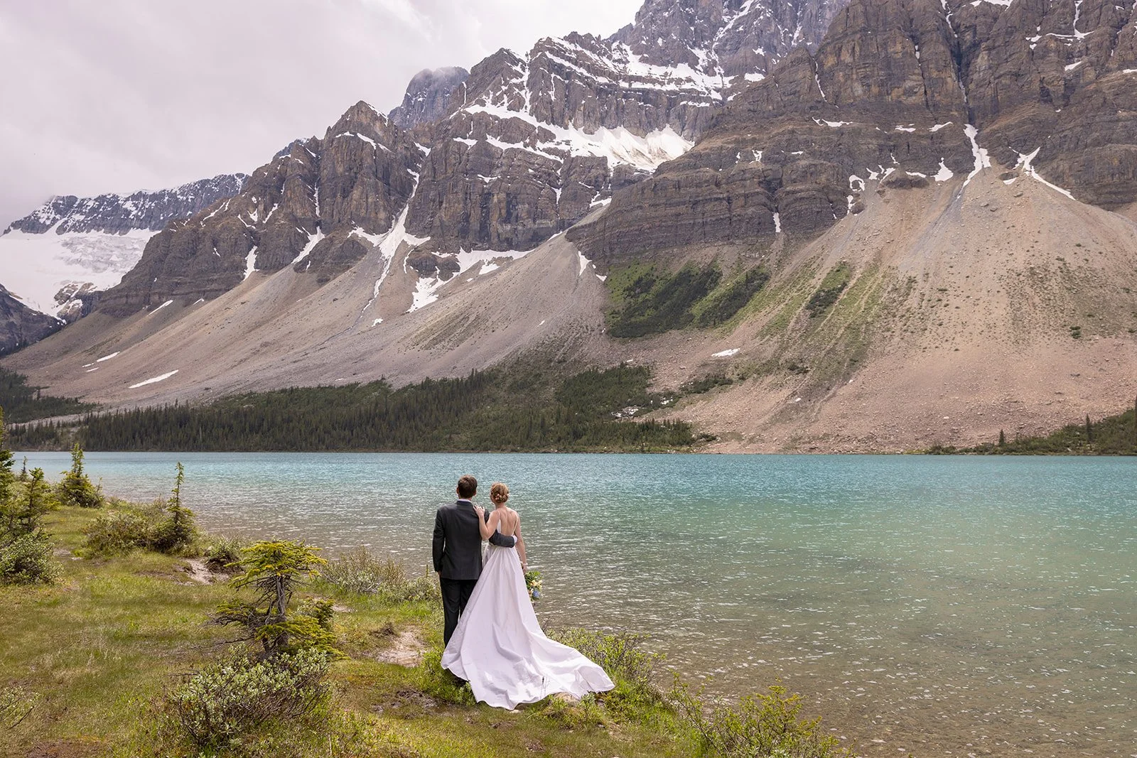 private-elopement-vow-exchange-in-banff-in-june-captured-by-banffs-local-heli-elopement-experts-Wild-Alpine-Image-Co.