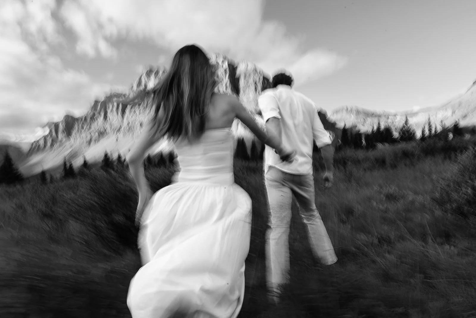 bow lake engagement photos at sunrise captured by Banff's local elopement and engagement photographers, Wild Alpine Image Co.