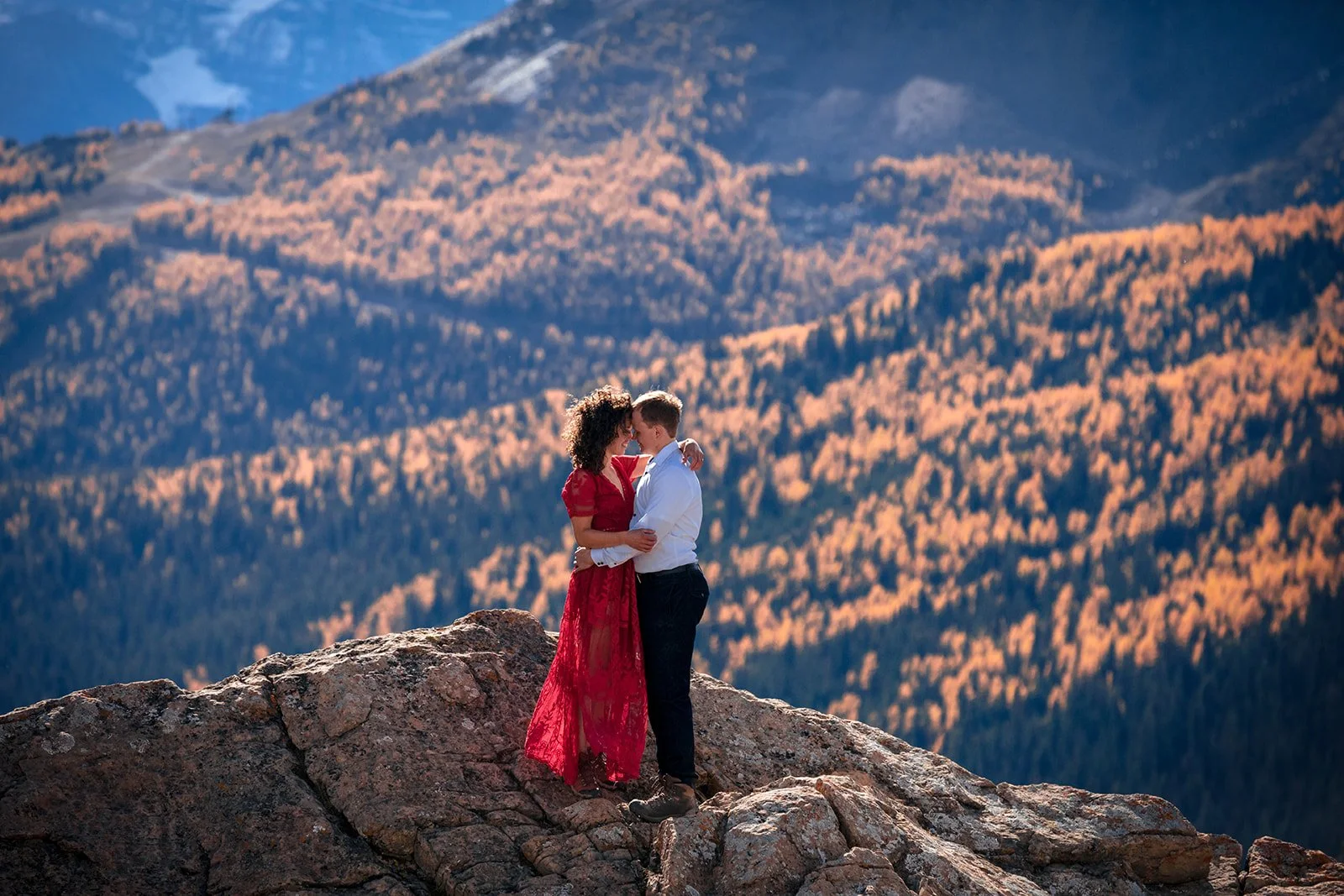Larch Season Hiking Engagement Session in Banff National Park