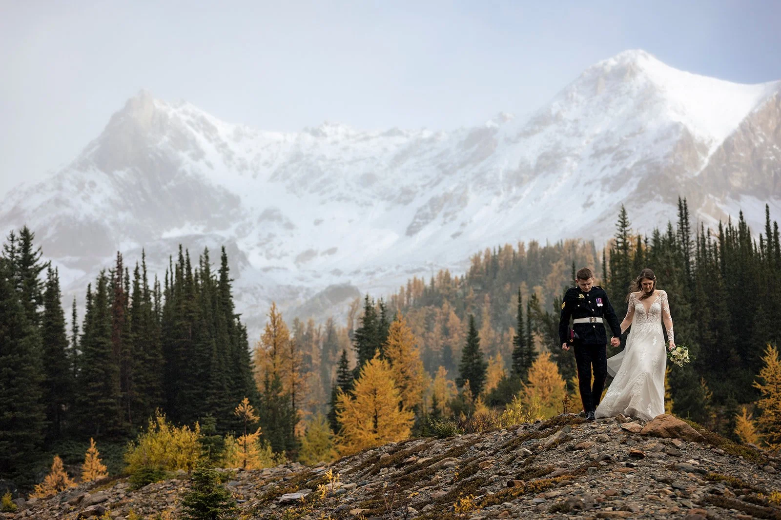mountain elopement flowers captured by Banff's local wedding photographers Wild Alpine Image Co.