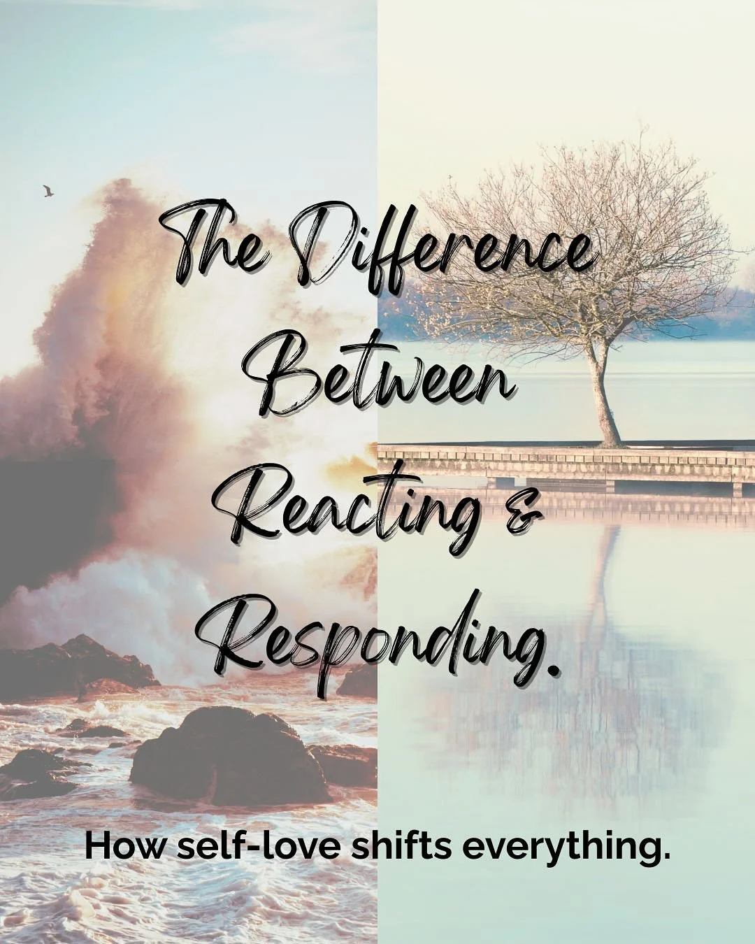 Reacting puts you on autopilot.
Responding brings you back into choice. 🌿

✨ Reacting is fast, emotional, and draining.

✨ Responding is intentional &mdash; pausing, choosing, and acting with clarity.

And self-love is the steady ground that makes i