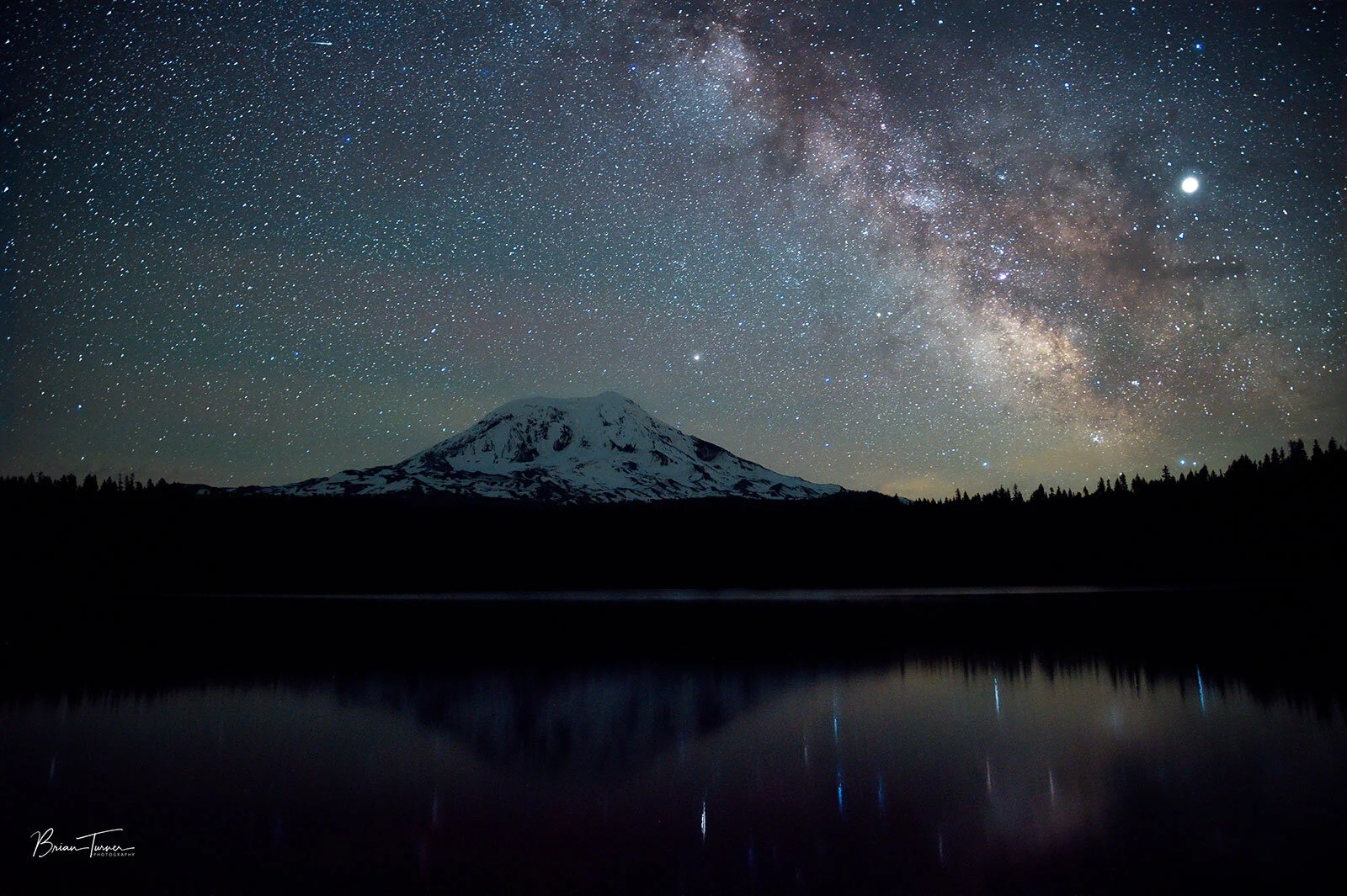 Mt Adams WA Milky Way Mars Lake Reflection