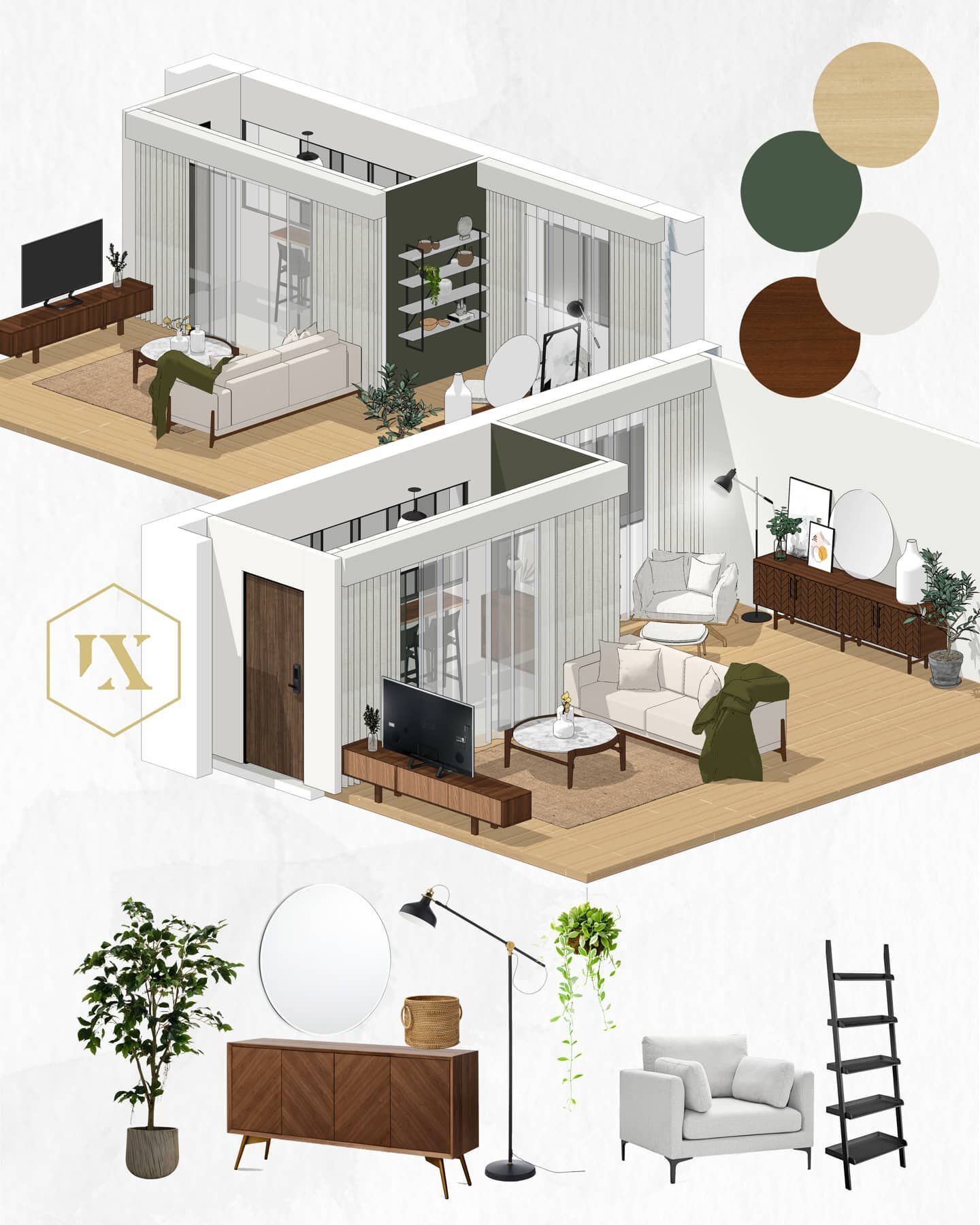 Living room &amp; cosy corner proposal // Our client requested a design that directs on a seamless transition from the living room to the cosy corner. Bespoke carpentry that flows between various zones sure provide visual continuity but you could als