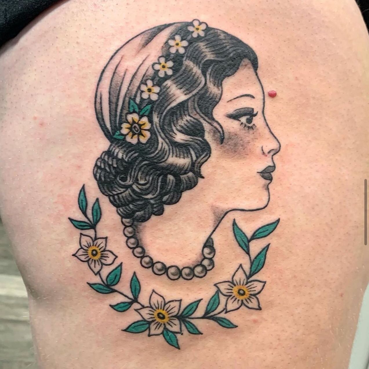 This beauty done by🖤 @wraith_ 🖤She specializes in vintage inspired black work 🌚 Message us to book with her !