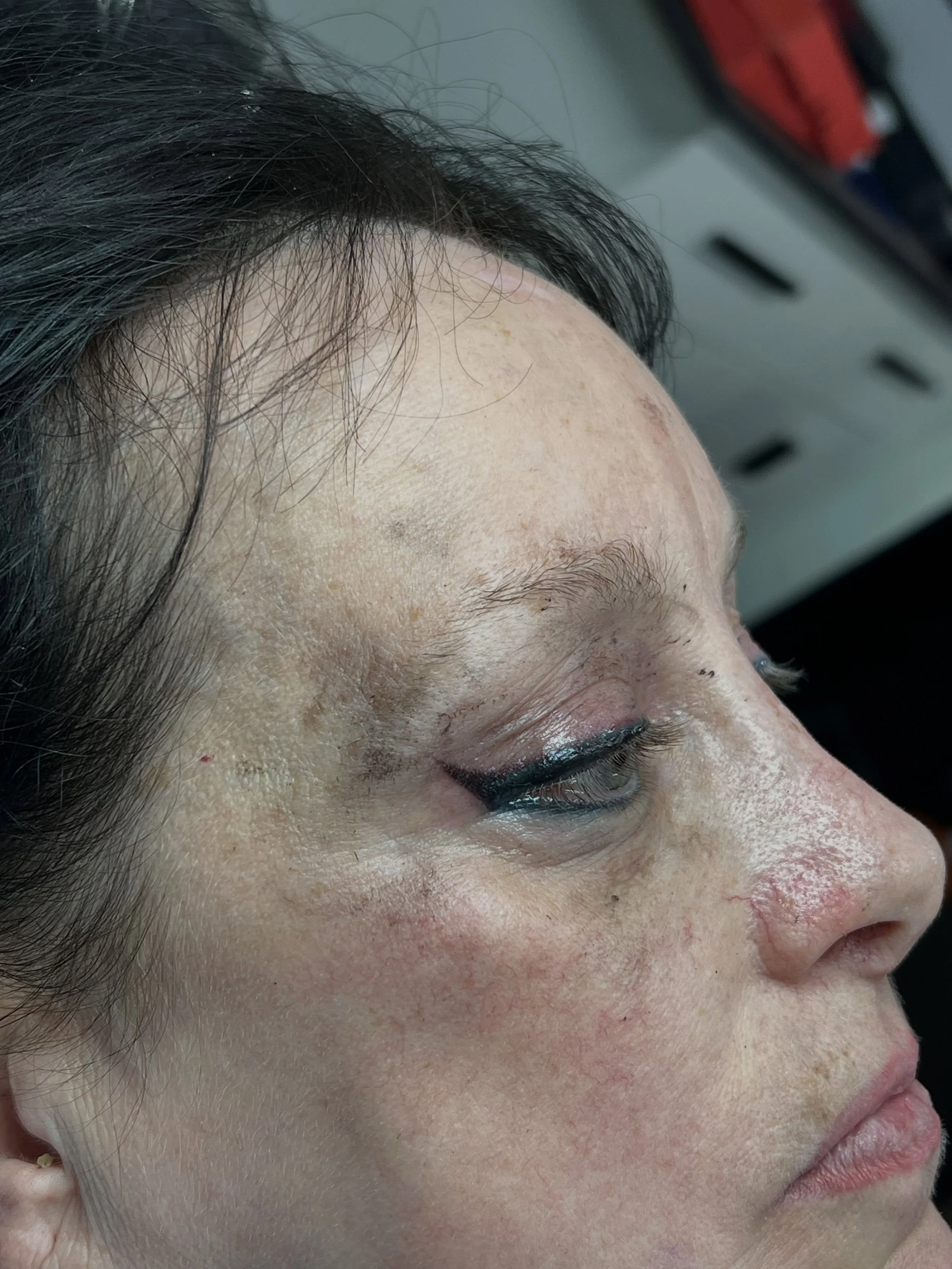 Permanent make-up and post top-surgery faux-nipple construction! Www.serpentmoonpgh.com ❤️🧡💛💚💙💜🩶🤍 Eyeliner, eyebrows, lip blushing, freckles, hairline stippling, post top surgery.