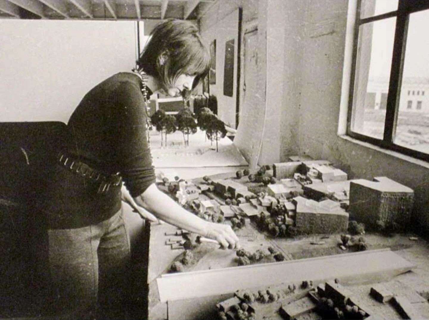 Angela Danadjieva with a model of Freeway Park