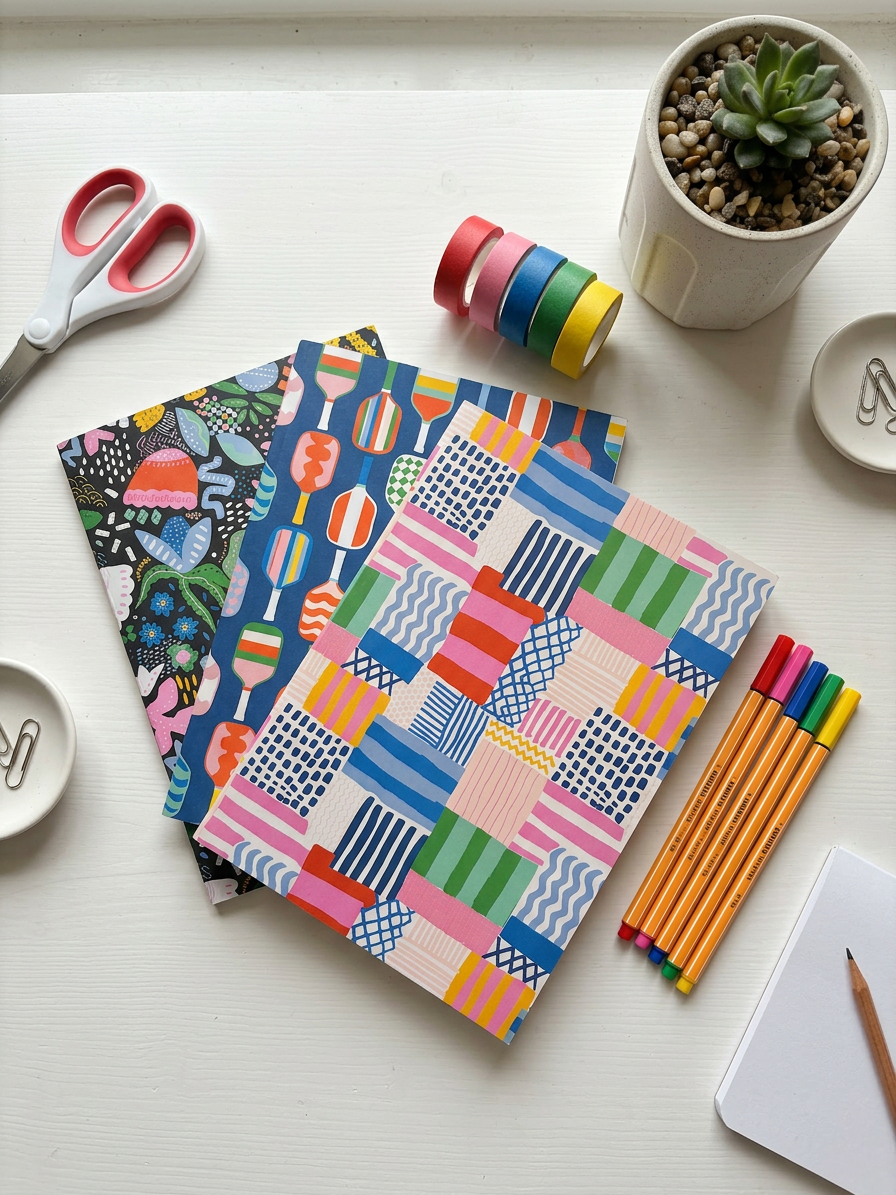 Firefly_Gemini Flash_Styled flat lay of the 3 A5 note book as shown in reference photo 1 as hero subject,  871575.png