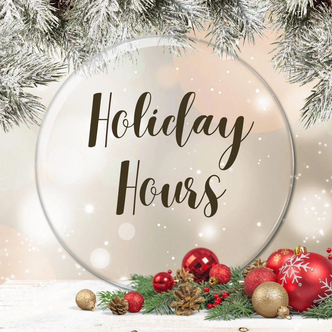 We will be closed:
Dec 25,26 and Jan 1,2.

Shortened hours:
Dec 24 8-1
Dec 29,30,31 8-1

Happy Christmas &amp; New Year to all!

Thank you for your continuing to support our team. ❤️