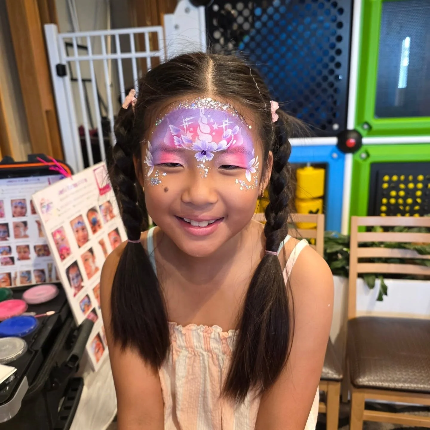Some snaps from my facepainting event yesterday 😊  35 happy faces 😍 Did a few Korean flags for the soccer ⚽️ game last night - so cute 🇰🇷