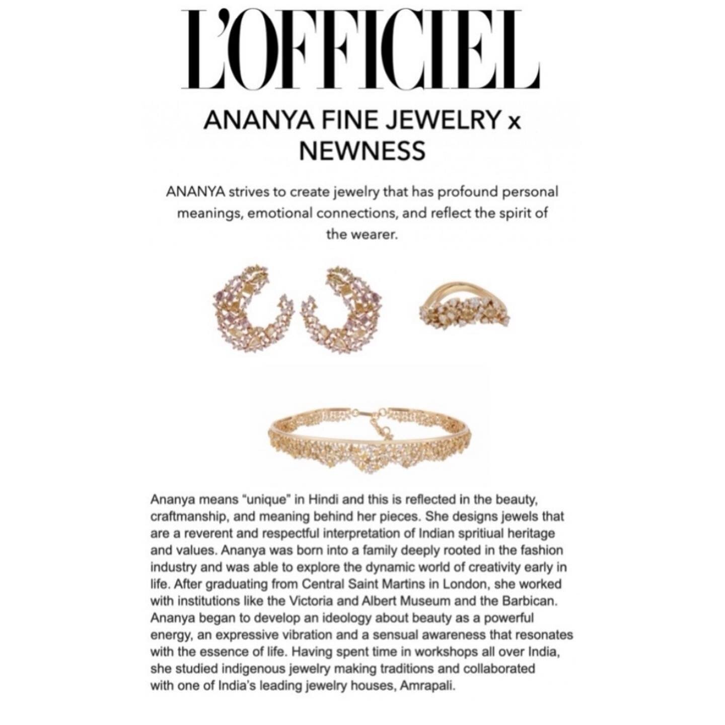 Thank you @lofficielarabia for the fantastic write up on the new @ananyafinejewellery high jewelry collection 💎