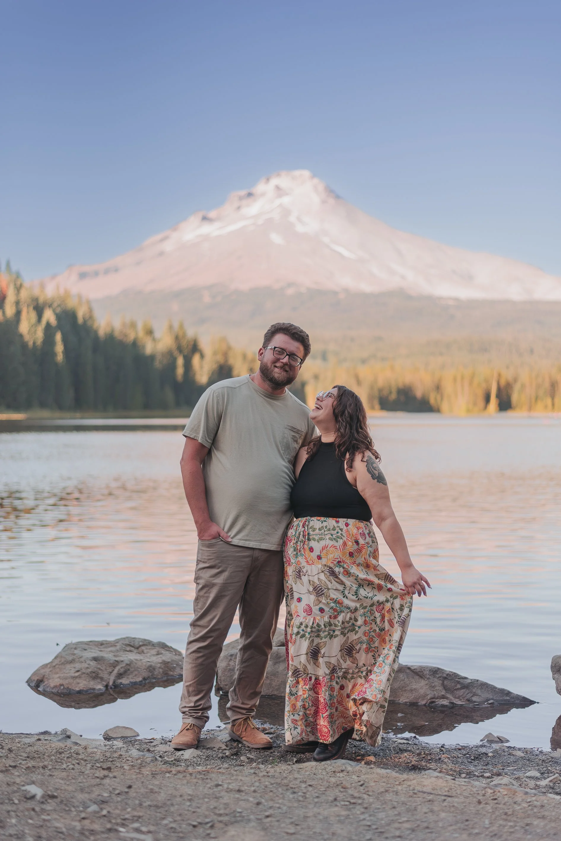 Jaydea + Stefan’s Engagement Shoot at Trillium Lake, Oregon