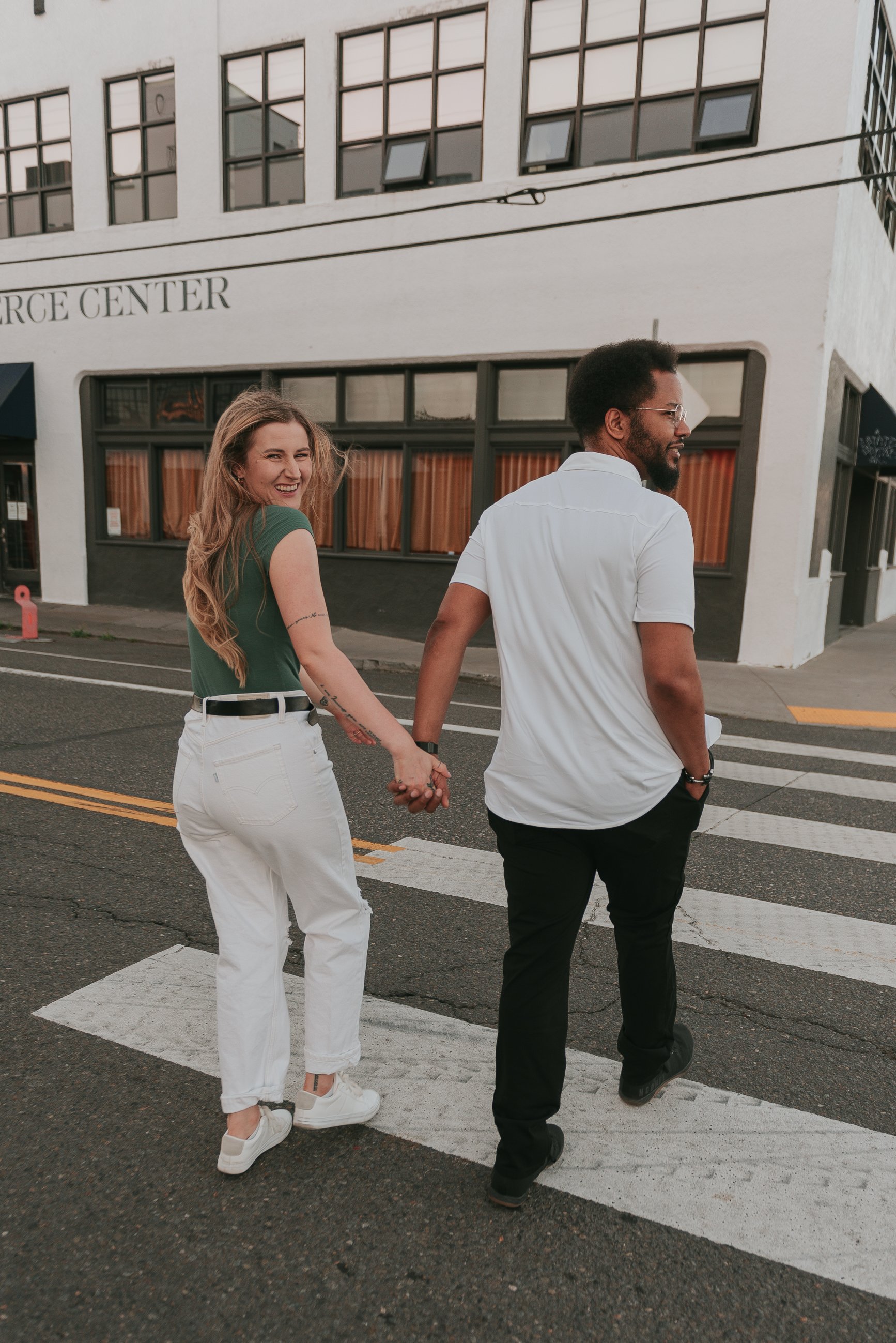 Izzie + Sean's Engagement at The Eastbank Esplanade in Portland, Oregon