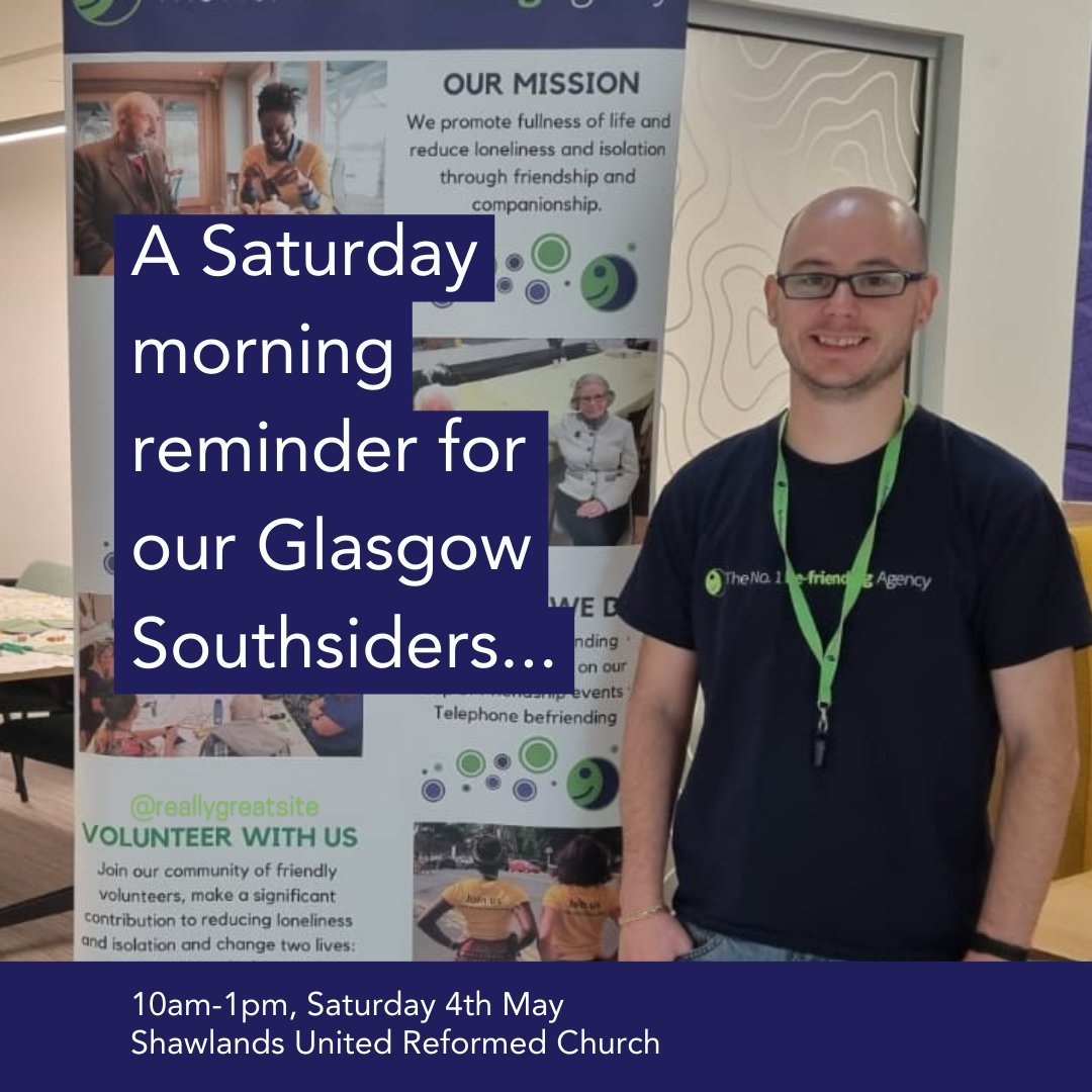 A wee Saturday morning reminder for our Glasgow Southsiders! 🌟

Join us this morning for something special. Our Lead Volunteer Coordinator, Simo, is all set to host a stall at Shawlands United Reformed Church for their community day, kicking off at 