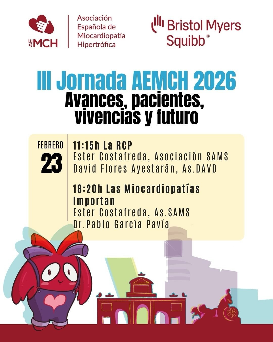&iexcl;Y seguimos! Porque el lunes nos vemos en Madrid en la III JORNADA AEMCH 2026 organizada por la Asociaci&oacute;n Espa&ntilde;ola de Miocardiopat&iacute;a Hipertr&oacute;fica junto a grandes profesionales y compa&ntilde;eros. 

En este evento, 