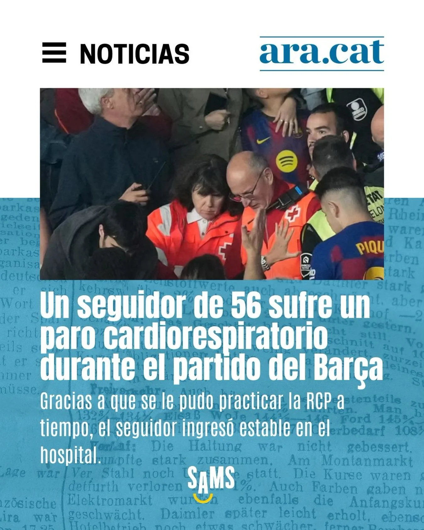 💔Justo en el mismo momento en que Lamine Yamal cay&oacute; al suelo lesionado, lo hizo tambi&eacute;n este aficionado al Bar&ccedil;a en las gradas a causa de un paro cardiorespiratorio.
Gracias a que le pudieron realizar la #RCP y acceder a un desf