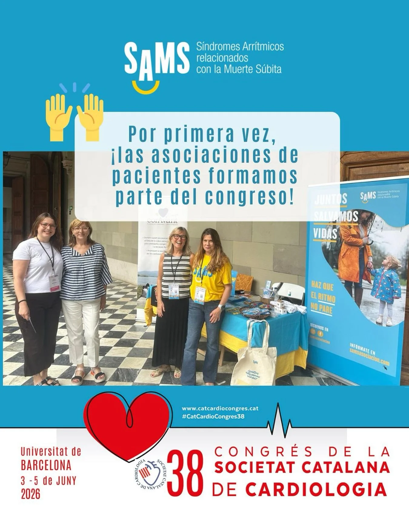 El orgullo y alegr&iacute;a de poder estar en el 🫀Congr&eacute;s de Cardiologia de la Societat Catalana de Cardiologia junto a Coravant y Aacic es dif&iacute;cil de describir.

Porque, por primera vez, las asociaciones de pacientes participamos en e