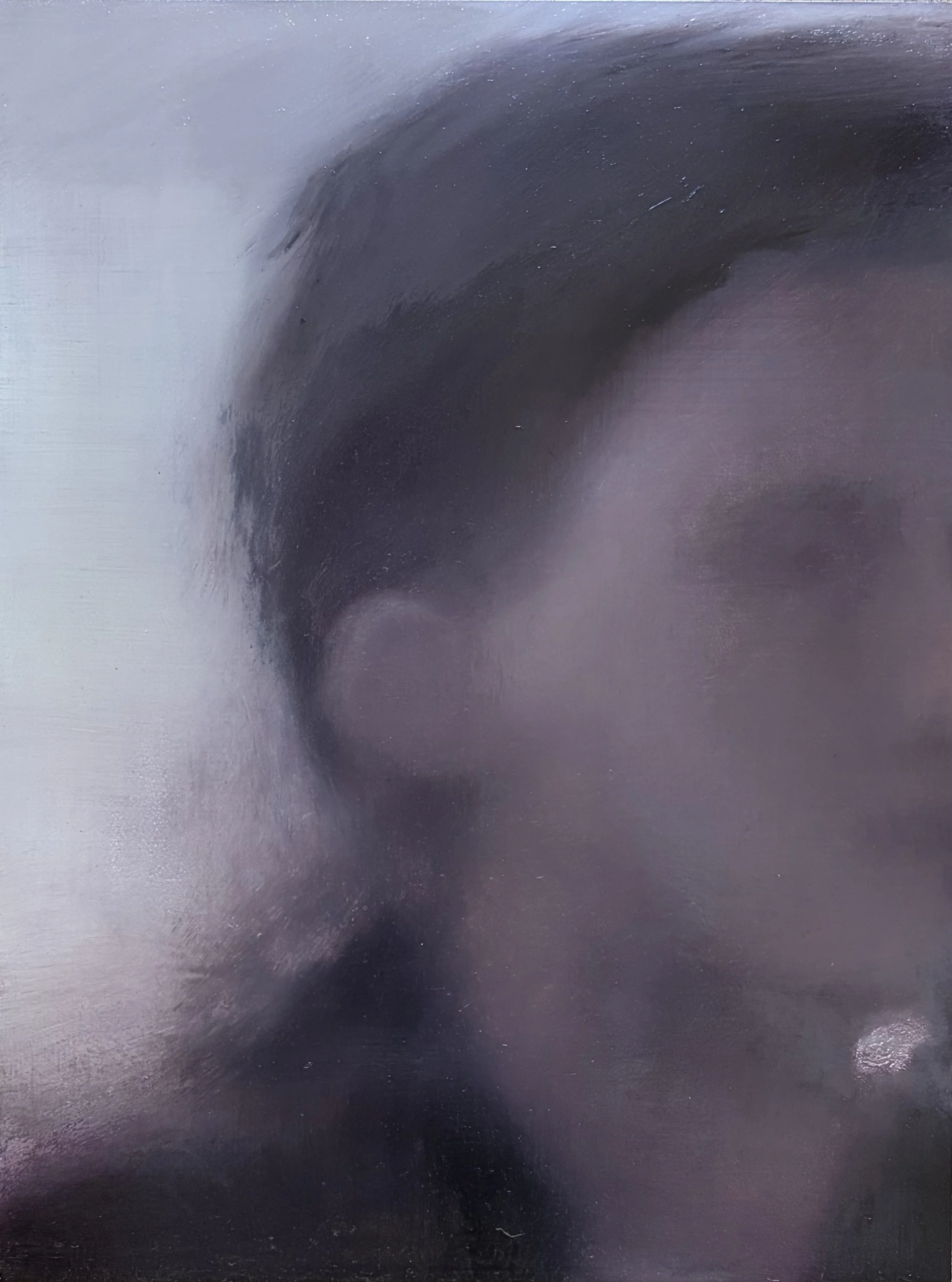 Mariann Metsis, Abikaasa Baselis, 2026. Oil on panel, 40.6 x 30.5 cm.