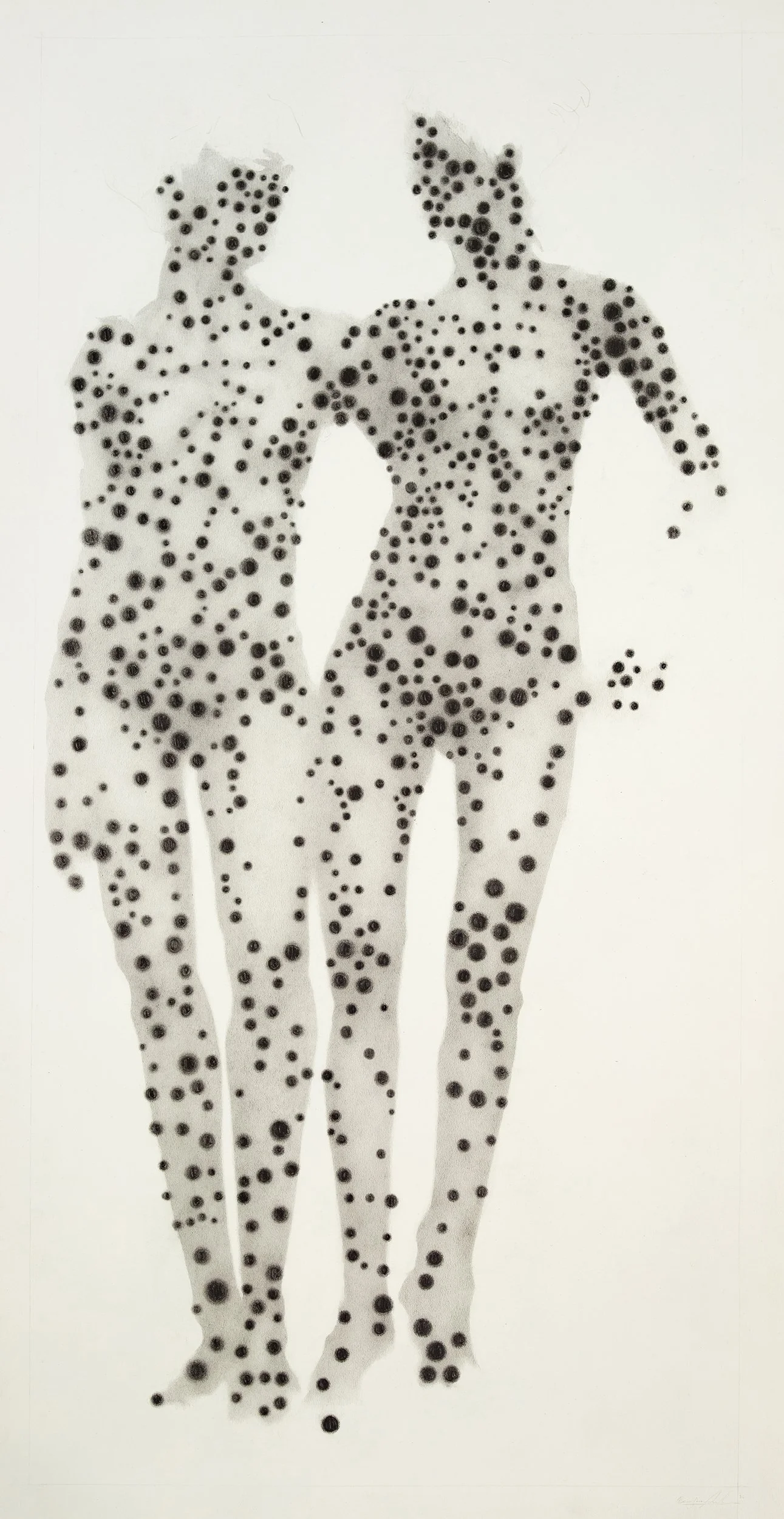 Benjamin Anderson, Spotted Figure 17, 2026. Graphite on paper, 95 x 45 cm.