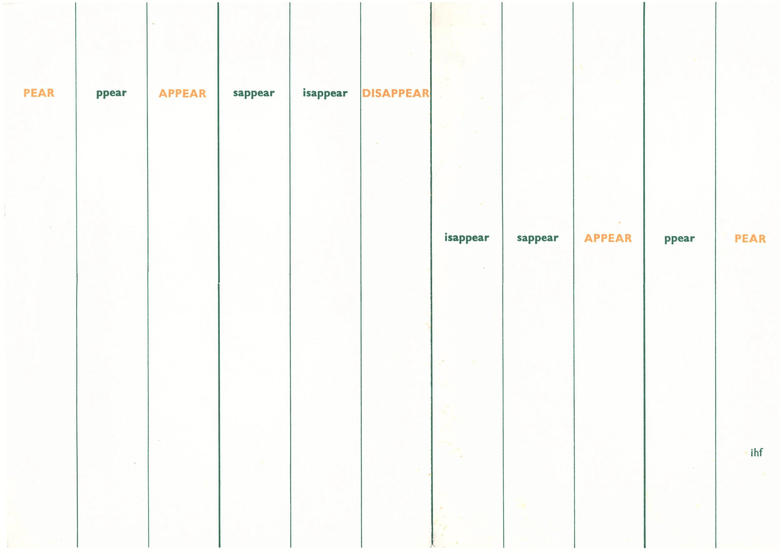 'Pear /Appear'. 1963. 210 × 77 mm.