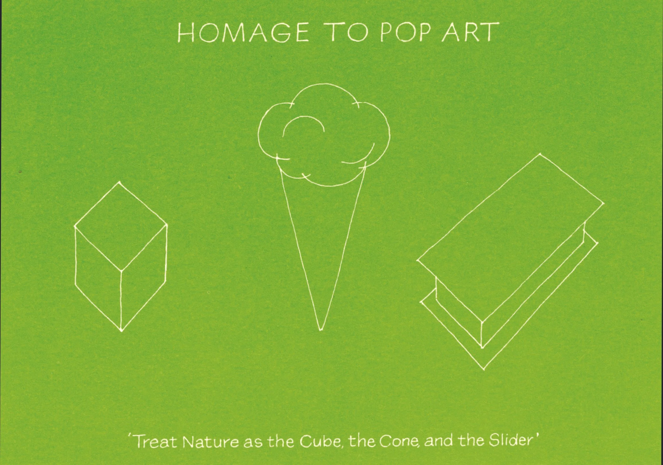 'Homage to Pop Art', 1973. Silkscreen printed card, 149 × 105 mm.