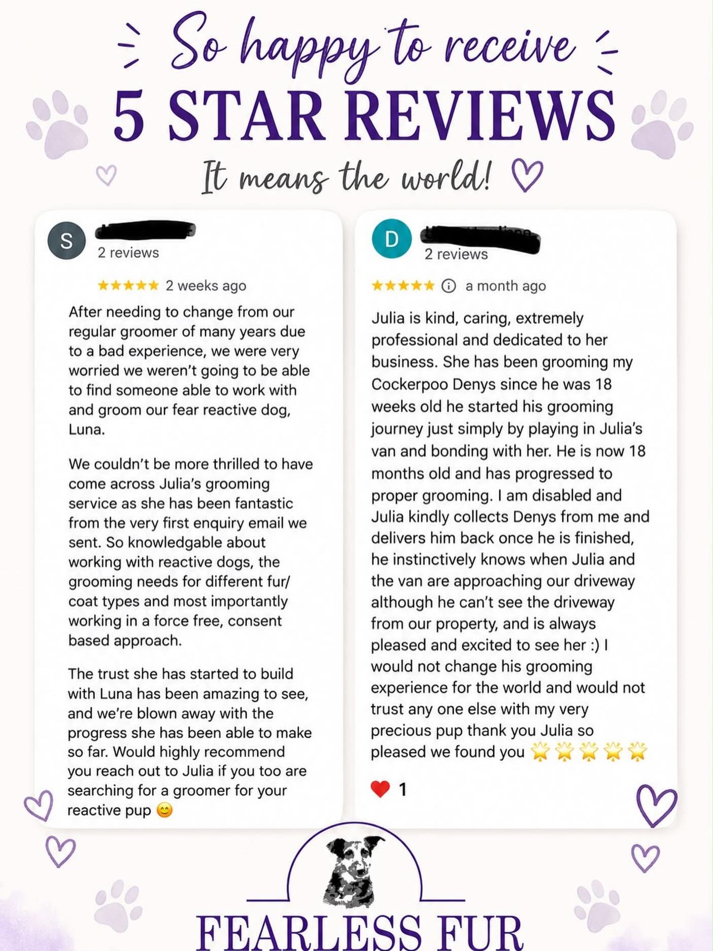 I&rsquo;ve been a little quieter on social media recently while navigating life behind the scenes, but I couldn&rsquo;t let these lovely reviews go by without sharing them.
Reading feedback like this reminds me why I love what I do. Building trust wi