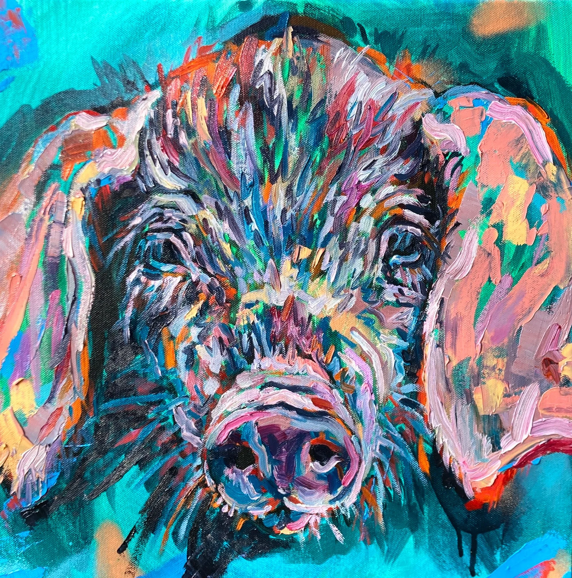 Celebrate the charm and whimsy of pigs in this delightful original pig painting. This vibrant artwork captures the playful spirit and personality of pigs, bringing warmth and joy to any home. Perfect for animal lovers and fans of rural art, this piec