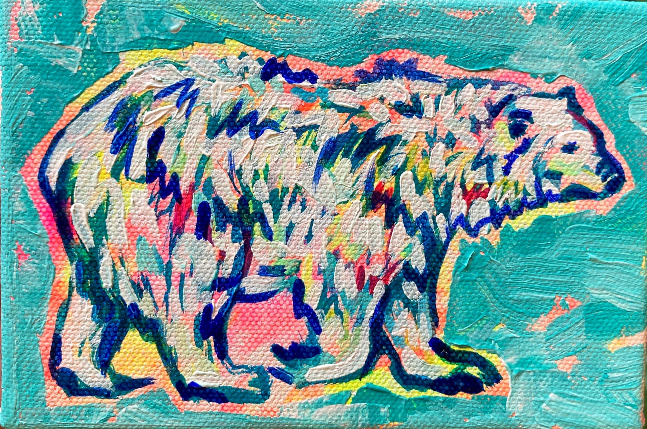 'Polar Bear' 15 x 10cm | Vibrant polar bear painting | Available