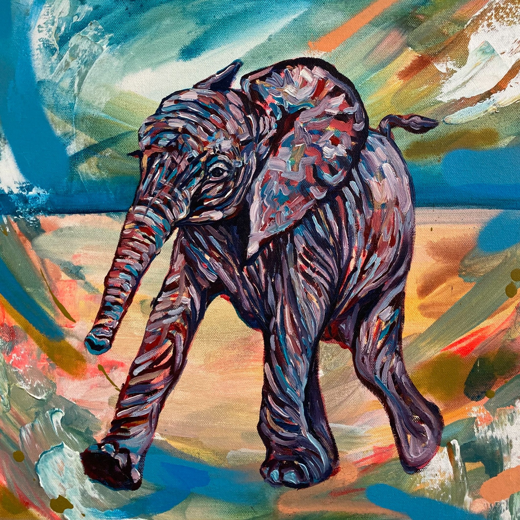 Baby Elephant - Signed Original Painting