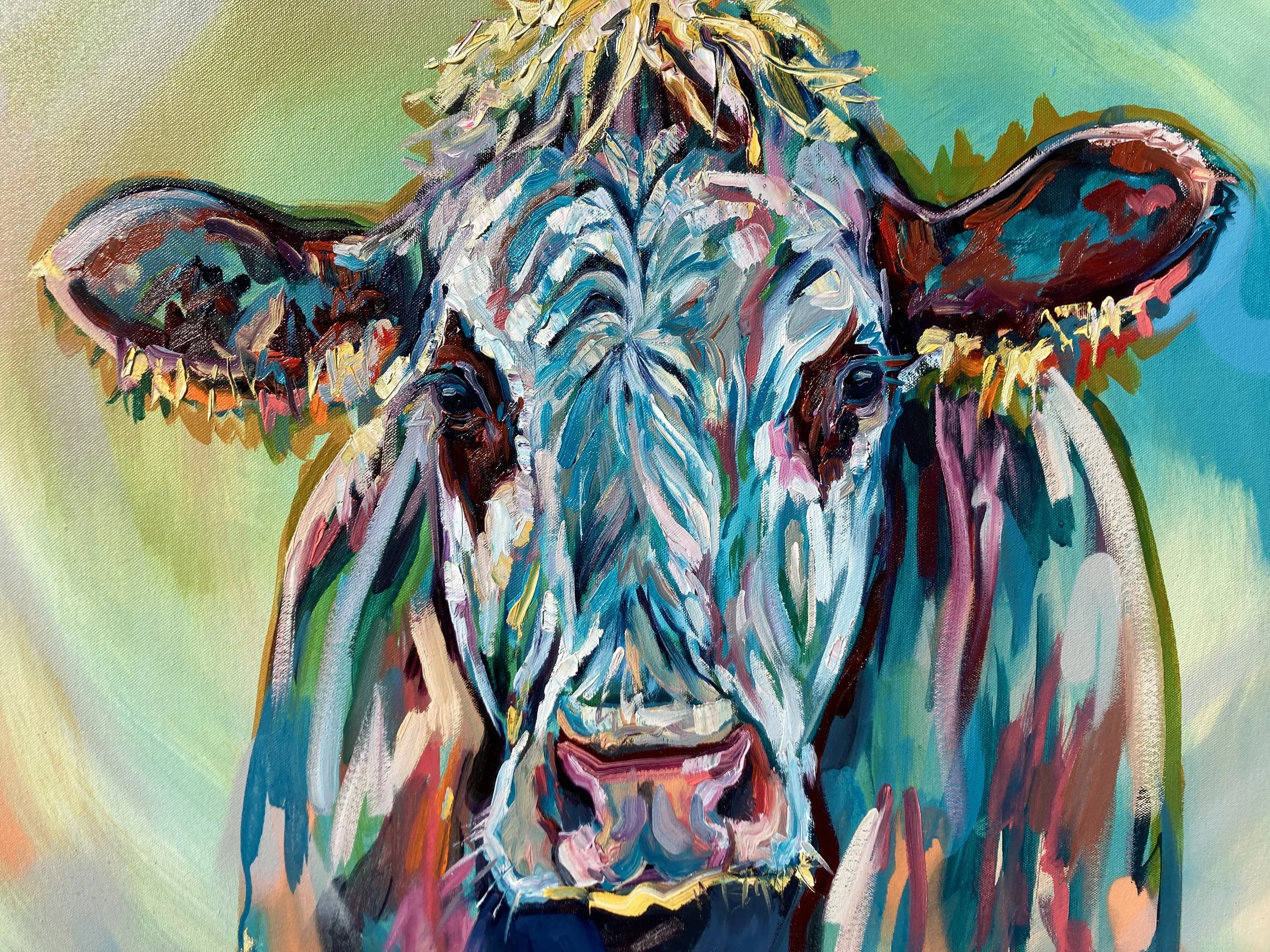 'Out of the Mist' 75 x 60cm  | Beautiful expressive cow painting | SOLD