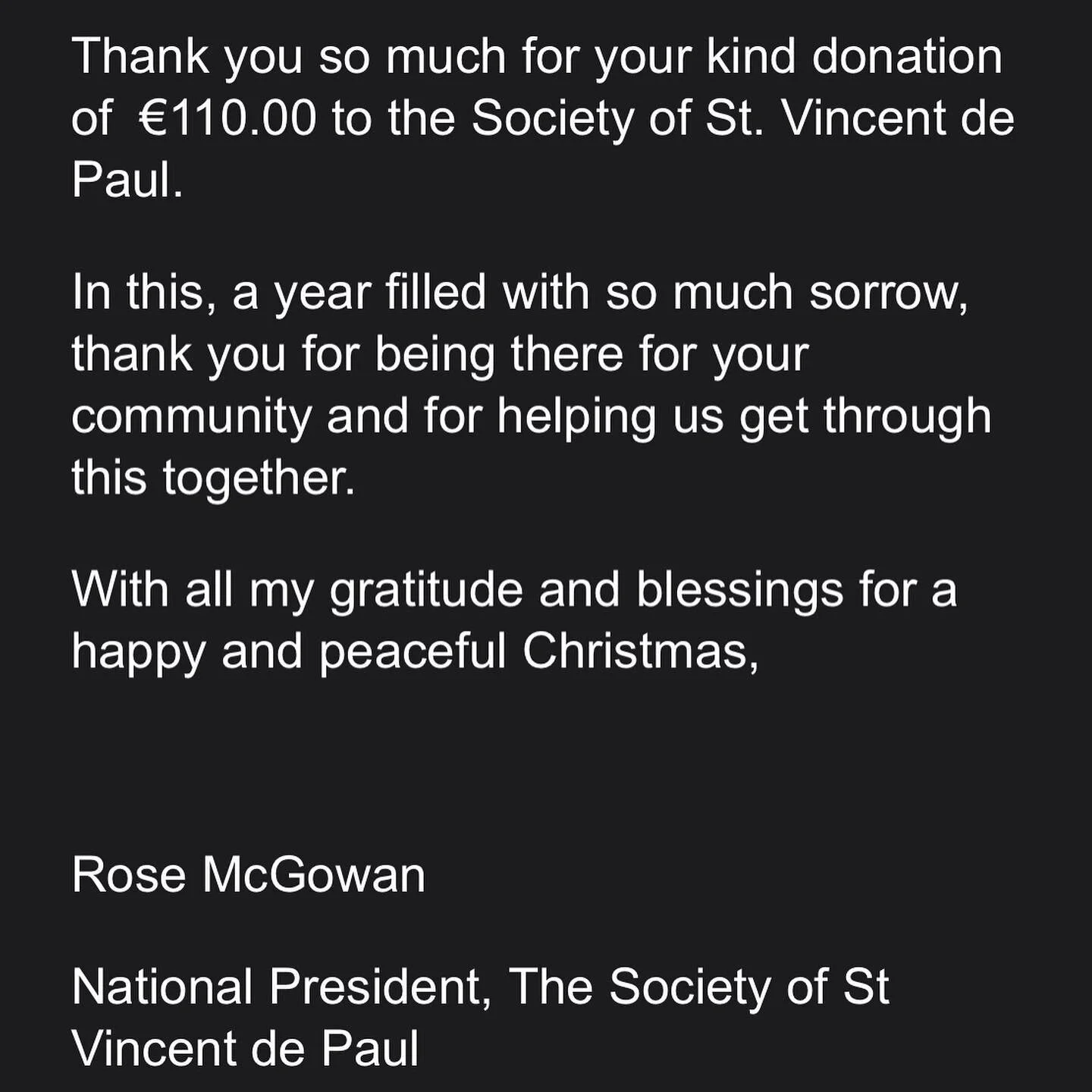 Thanks to all who ordered off us over the weekend. Your generosity along with some of our communion money has contributed to this donation to SVP. 
Look, it&rsquo;s only a small bit but sure if everyone did a small bit you wouldn&rsquo;t know what wo