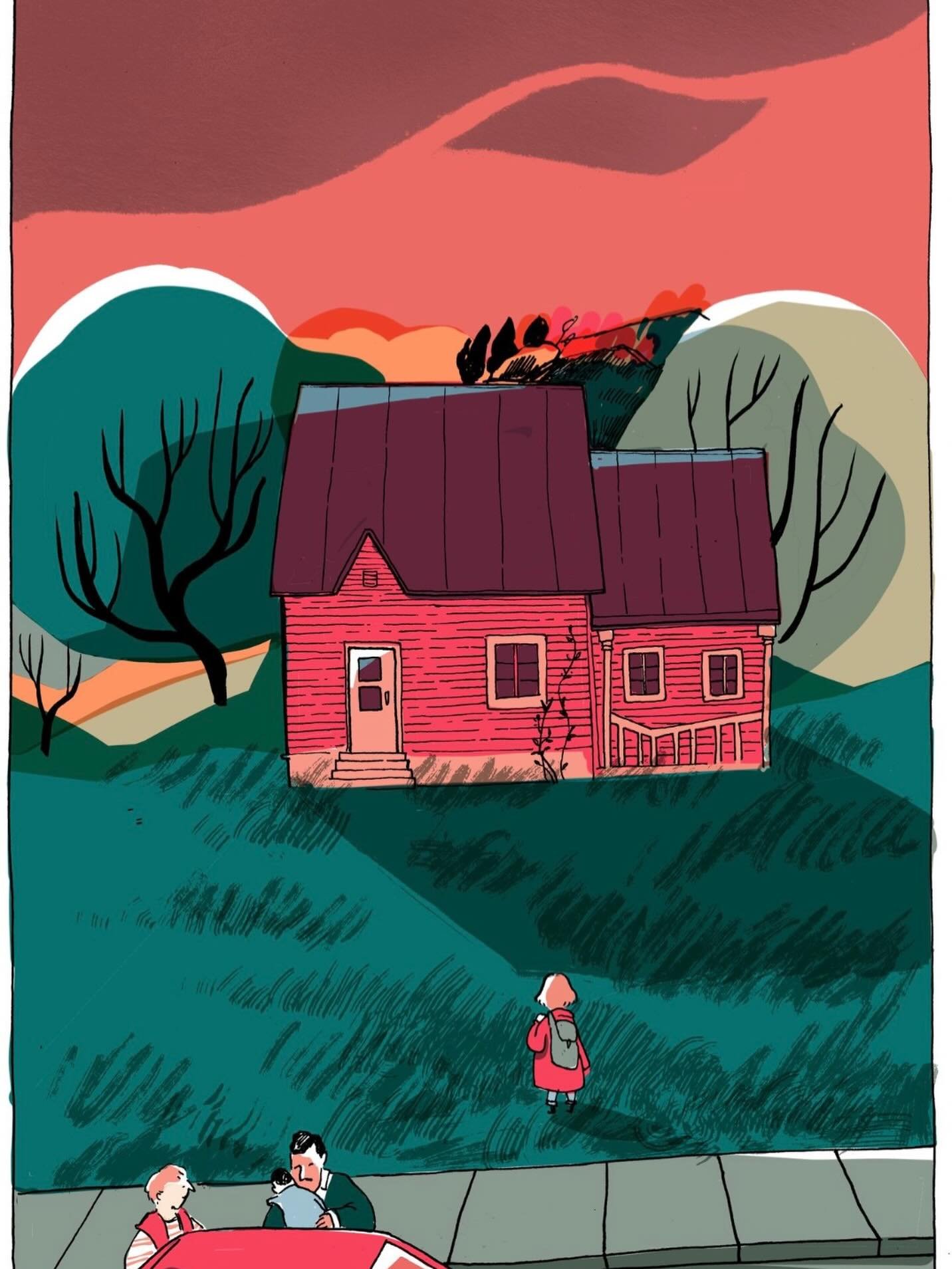 Se va agotando el oto&ntilde;o y yo recordando los rojos de mi proyecto de novela gr&aacute;fica que hice con @escuelaminuscula hace varios a&ntilde;os&hellip; las Ventanas de Vermont ❤️🙌

#comic #graphicnovel #illustration